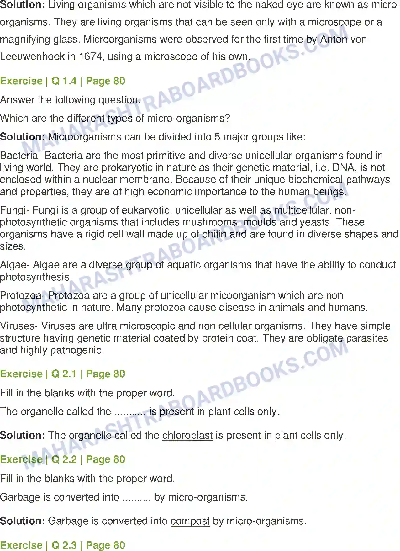 Maharashtra Board Solution Class-7 General+Science Cell Structure and Micro-organisms Image 2