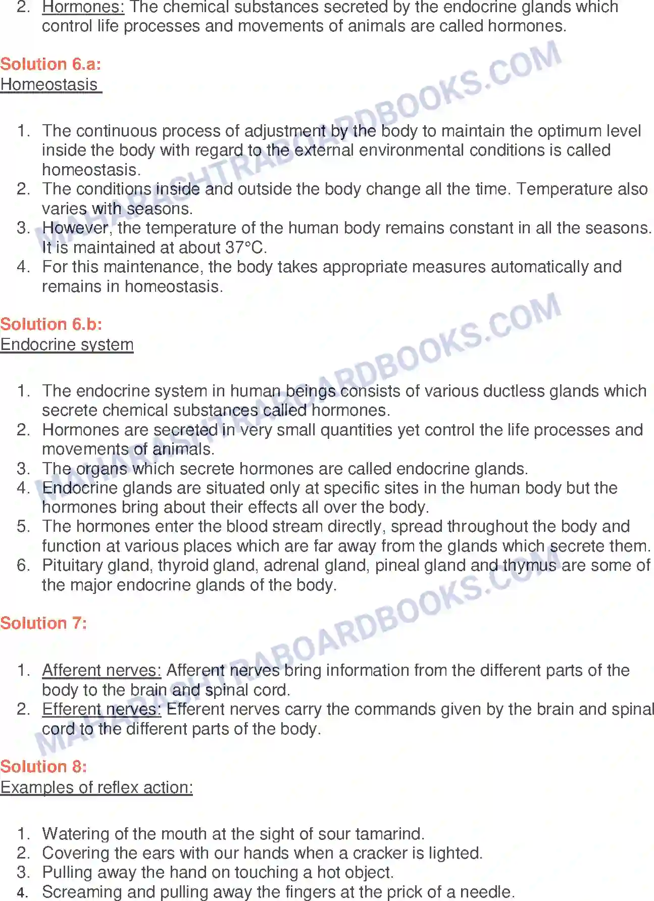 Maharashtra Board Solution Class-7 General+Science Control and Coordination Image 2