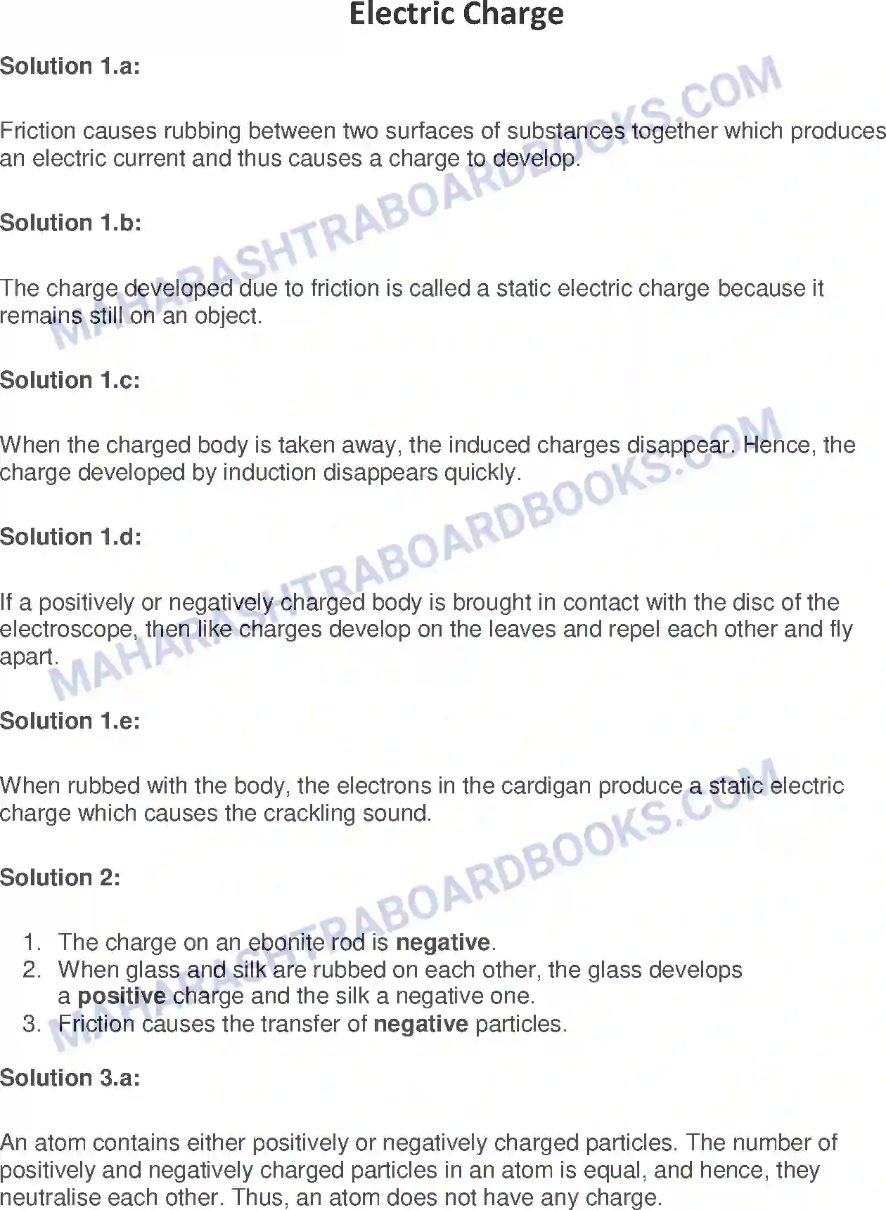 Maharashtra Board Solution Class-7 General Science Electric Charge Image 1