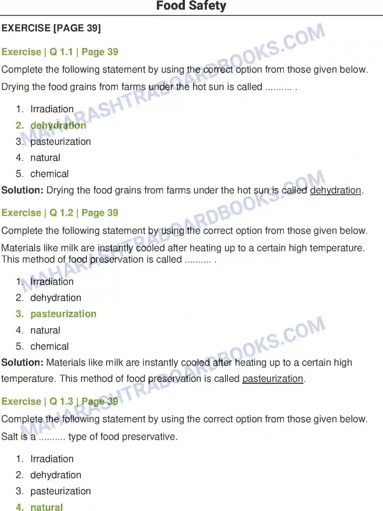 Maharashtra Board Solution Class-7 General+Science Food Safety Image 1