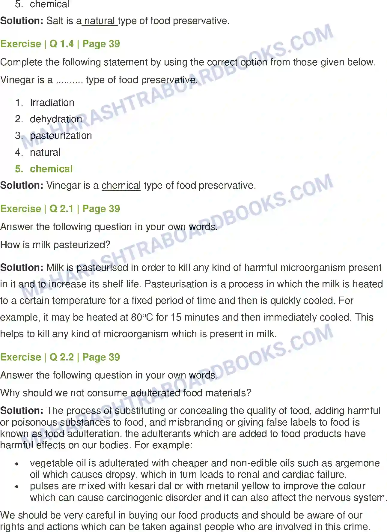 Maharashtra Board Solution Class-7 General+Science Food Safety Image 2