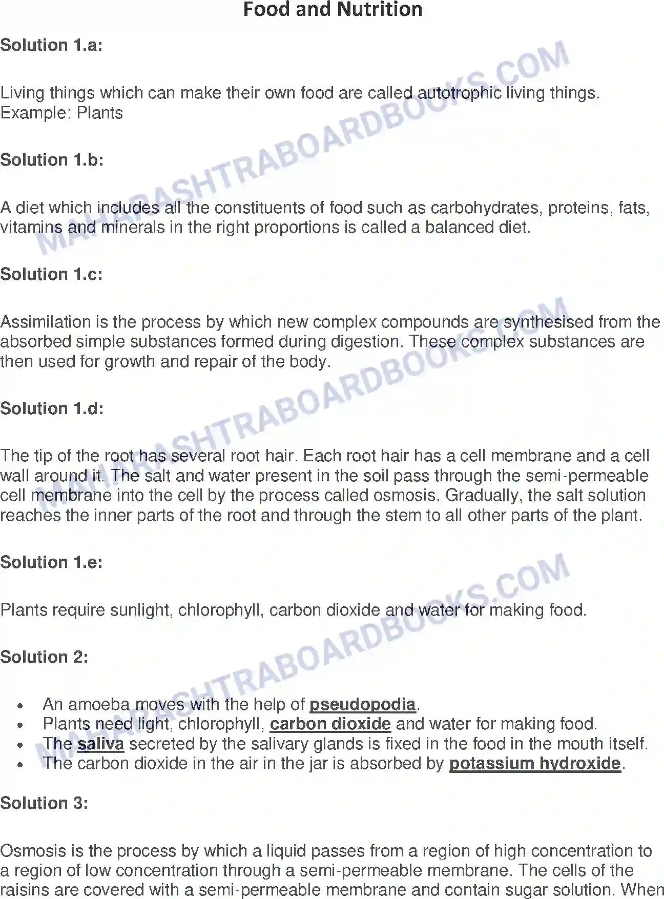 Maharashtra Board Solution Class-7 General Science Food and Nutrition Image 1
