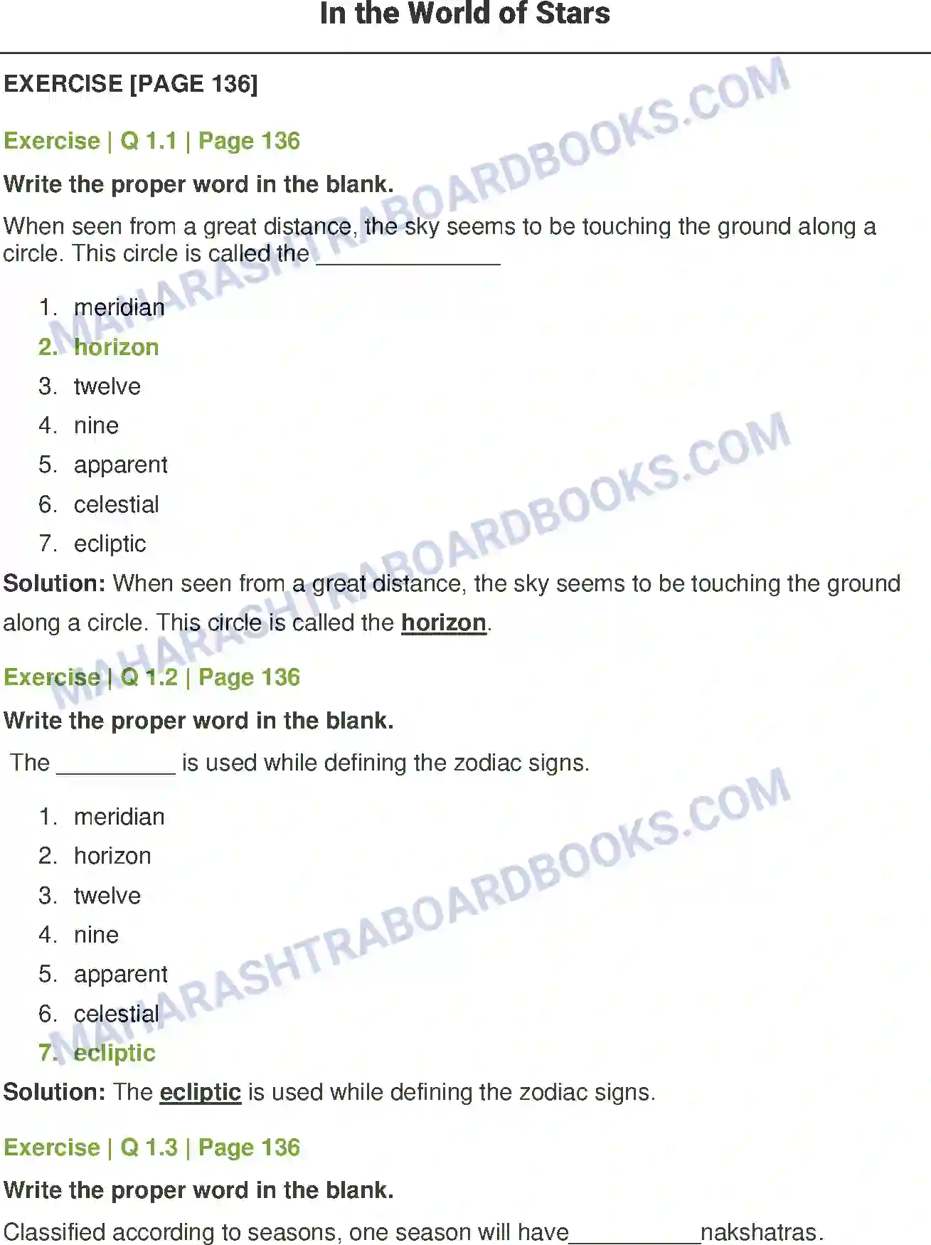Maharashtra Board Solution Class-7 General+Science In the World of Stars Image 1