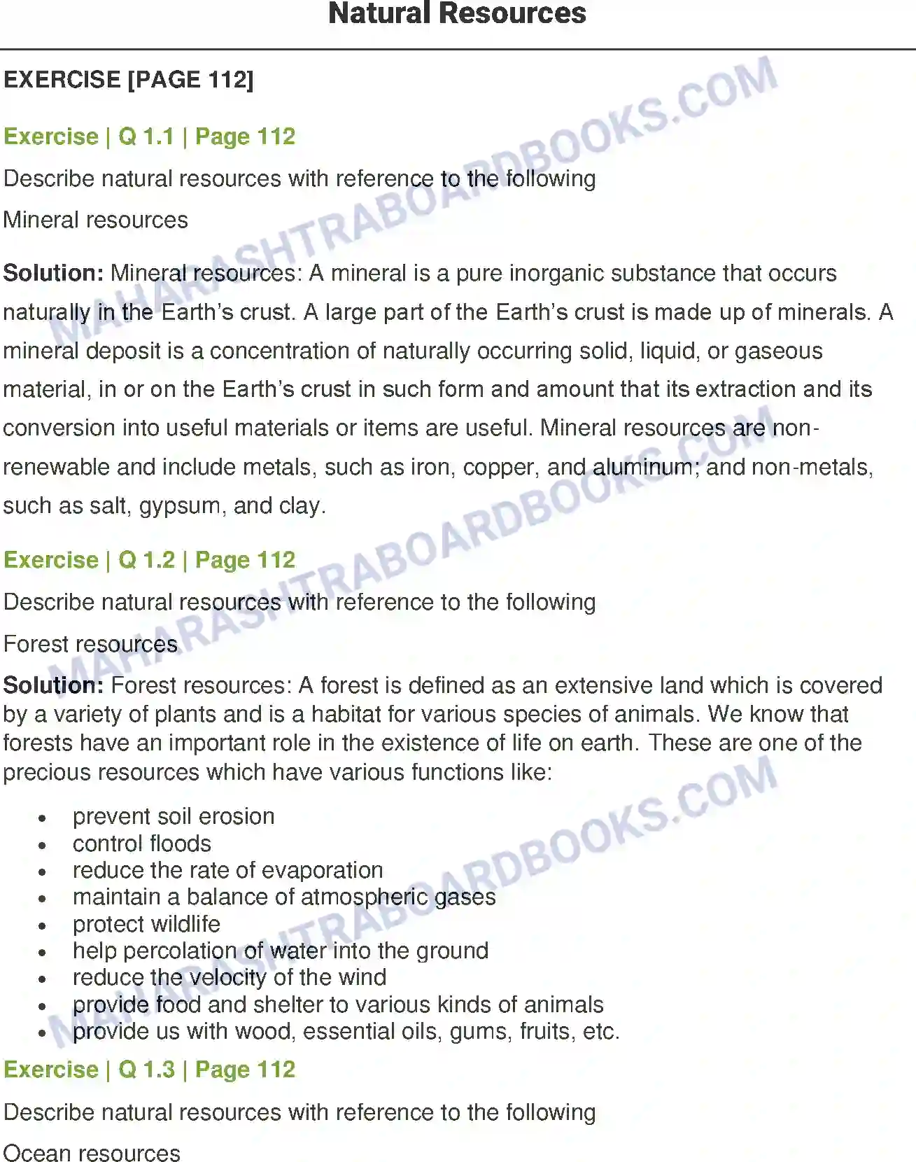 Maharashtra Board Solution Class-7 General+Science Natural Resources Image 1
