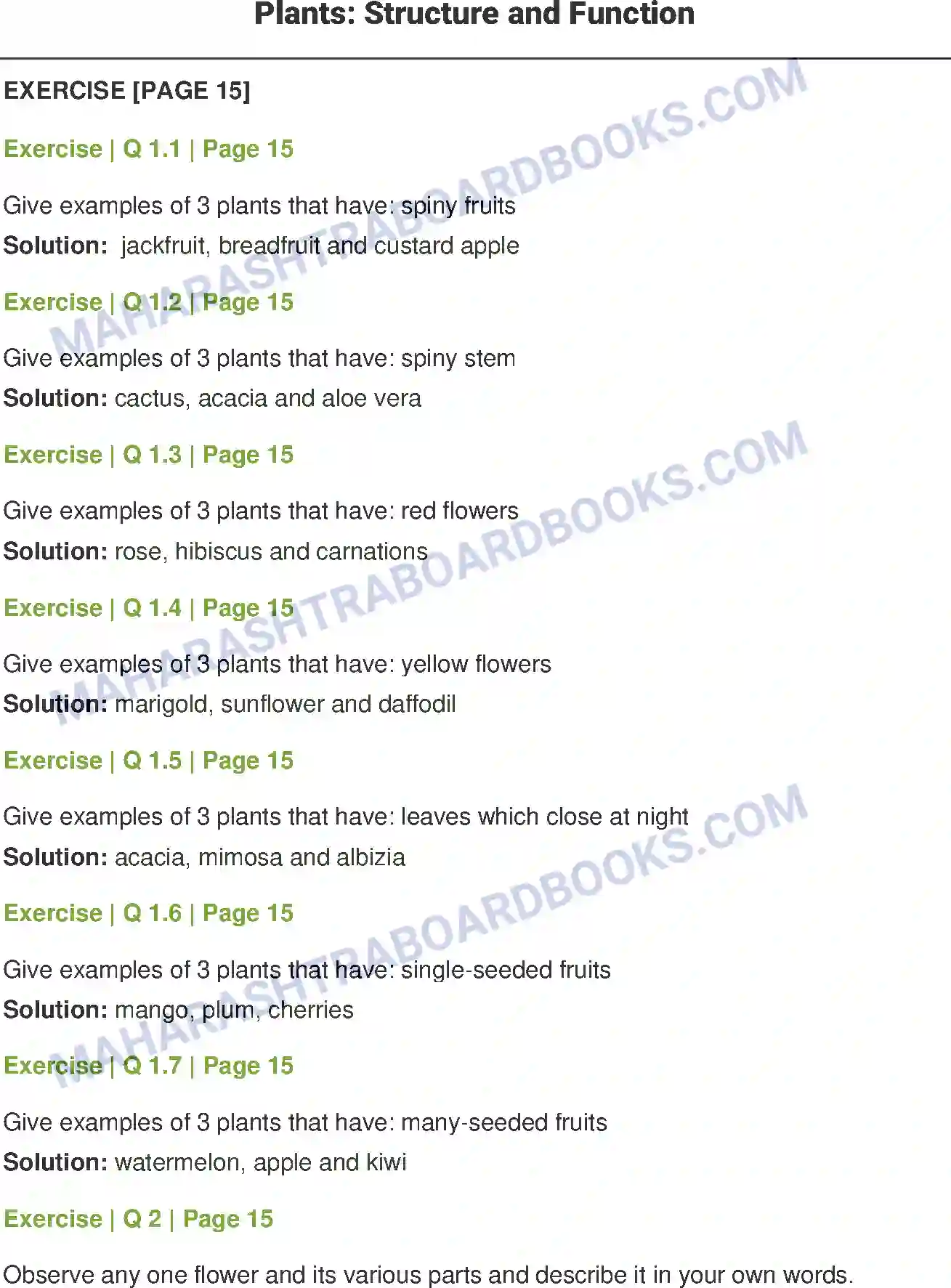 Maharashtra Board Solution Class-7 General+Science Plants Structure and Function Image 1