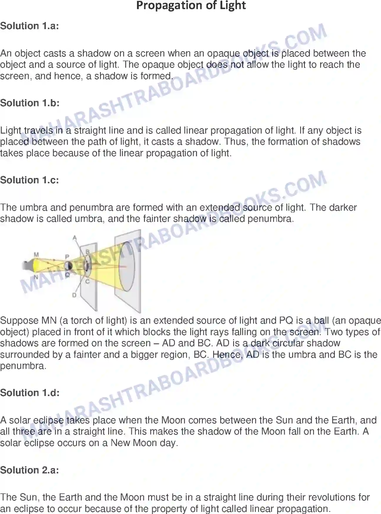 Maharashtra Board Solution Class-7 General+Science Propagation of Light Image 1