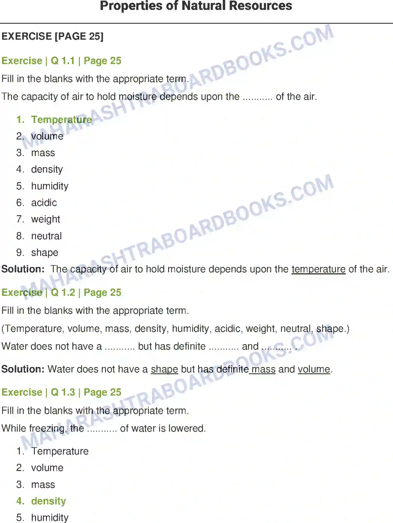 Maharashtra Board Solution Class-7 General+Science Properties of Natural Resources Image 1