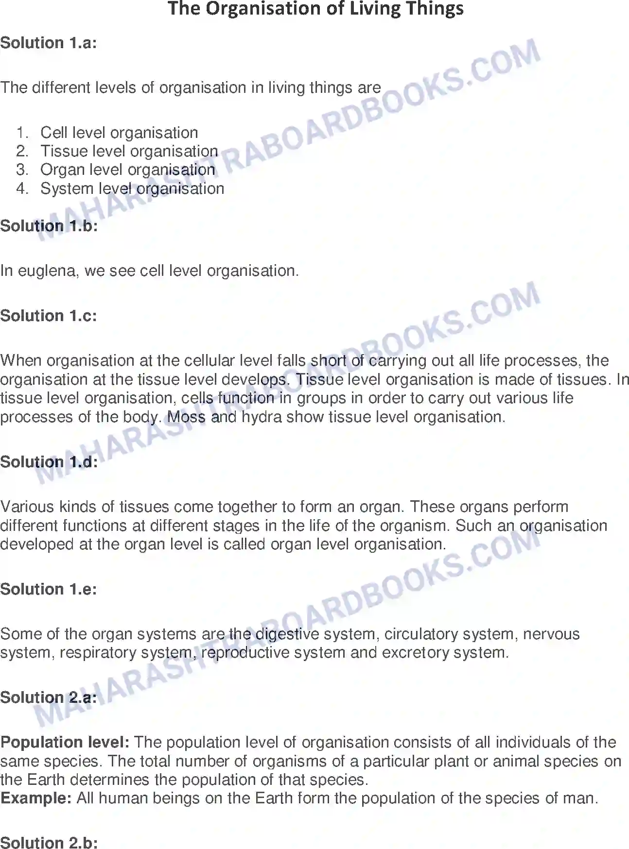 Maharashtra Board Solution Class-7 General+Science The Organisation of Living Things Image 1