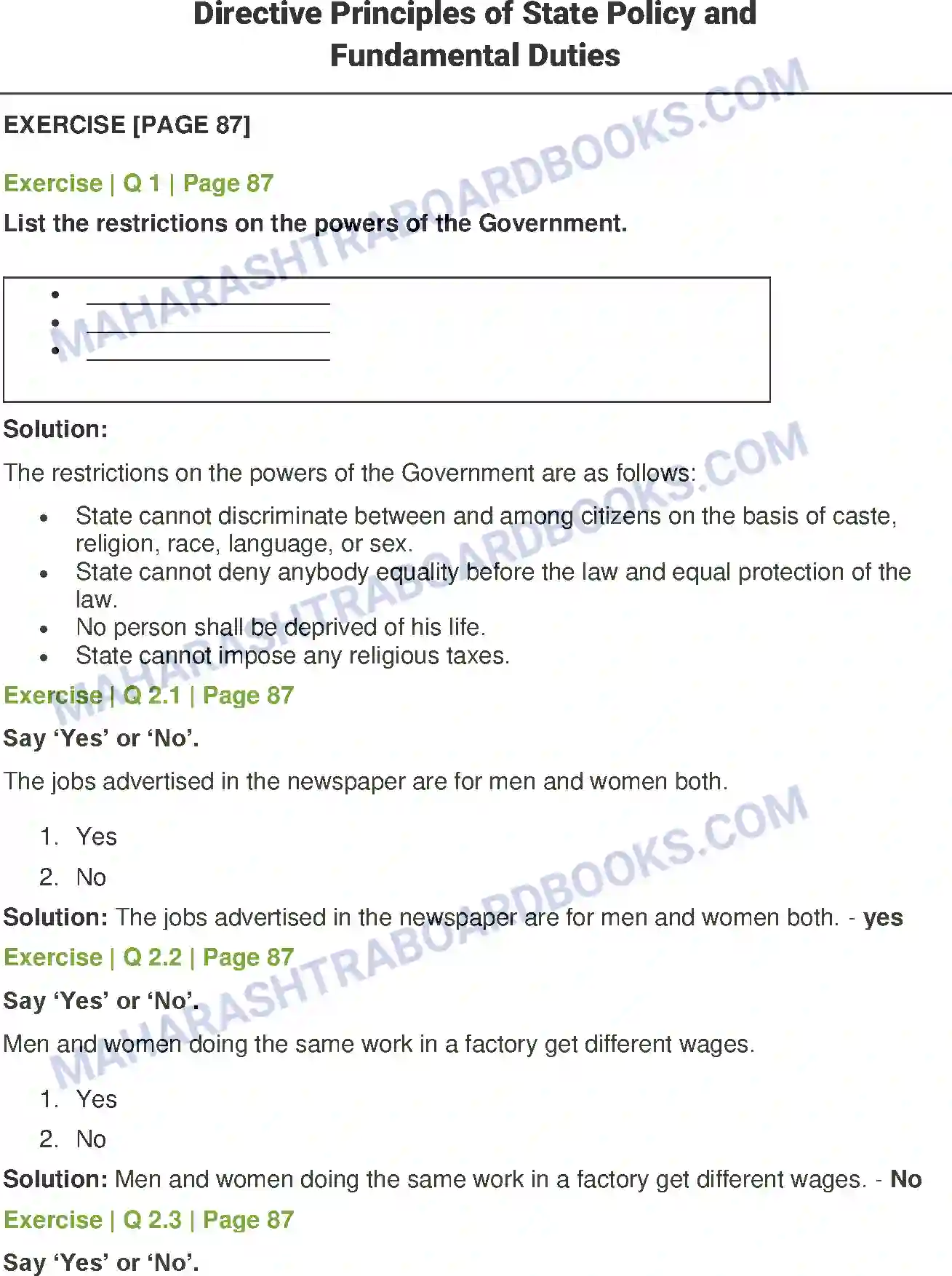 Maharashtra Board Solution Class-7 History+and+Civics 0 Directive Principles of State Policy and Fundamental Duties Image 1
