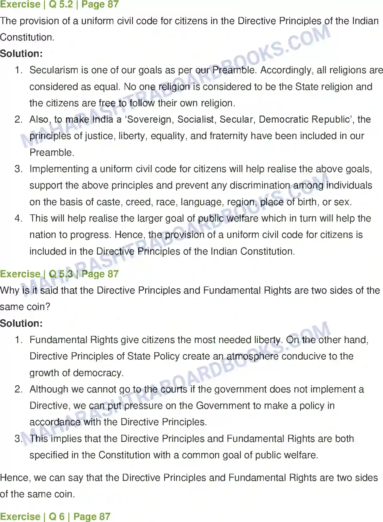 Maharashtra Board Solution Class-7 History+and+Civics 0 Directive Principles of State Policy and Fundamental Duties Image 5