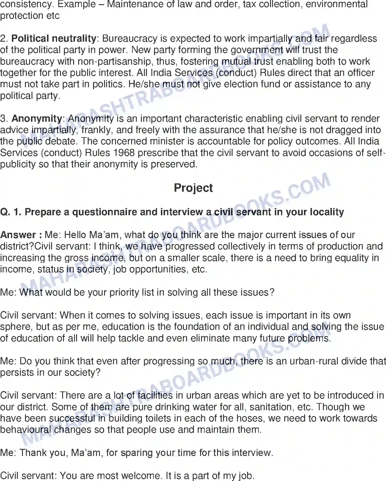 Maharashtra Board Solution Class-8 Civics+-+English+Medium Bureaucracy Image 3