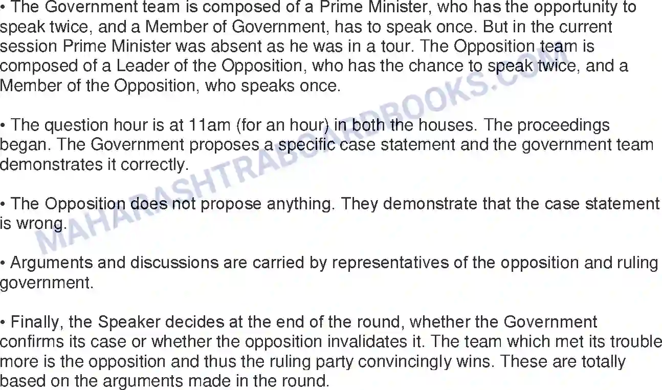 Maharashtra Board Solution Class-8 Civics+-+English+Medium Introduction to the Parliamentary System Image 7