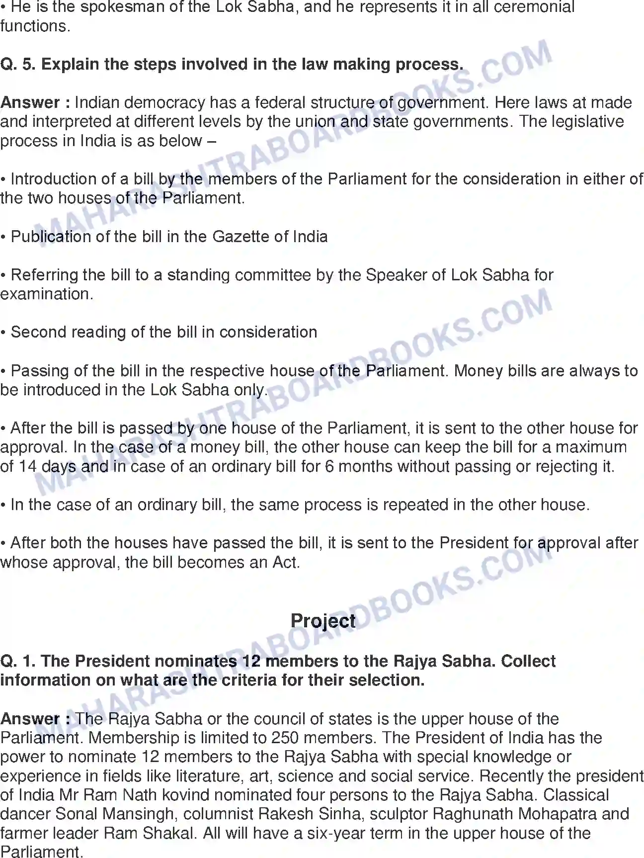 Maharashtra Board Solution Class-8 Civics+-+English+Medium The Indian Parliament Image 4