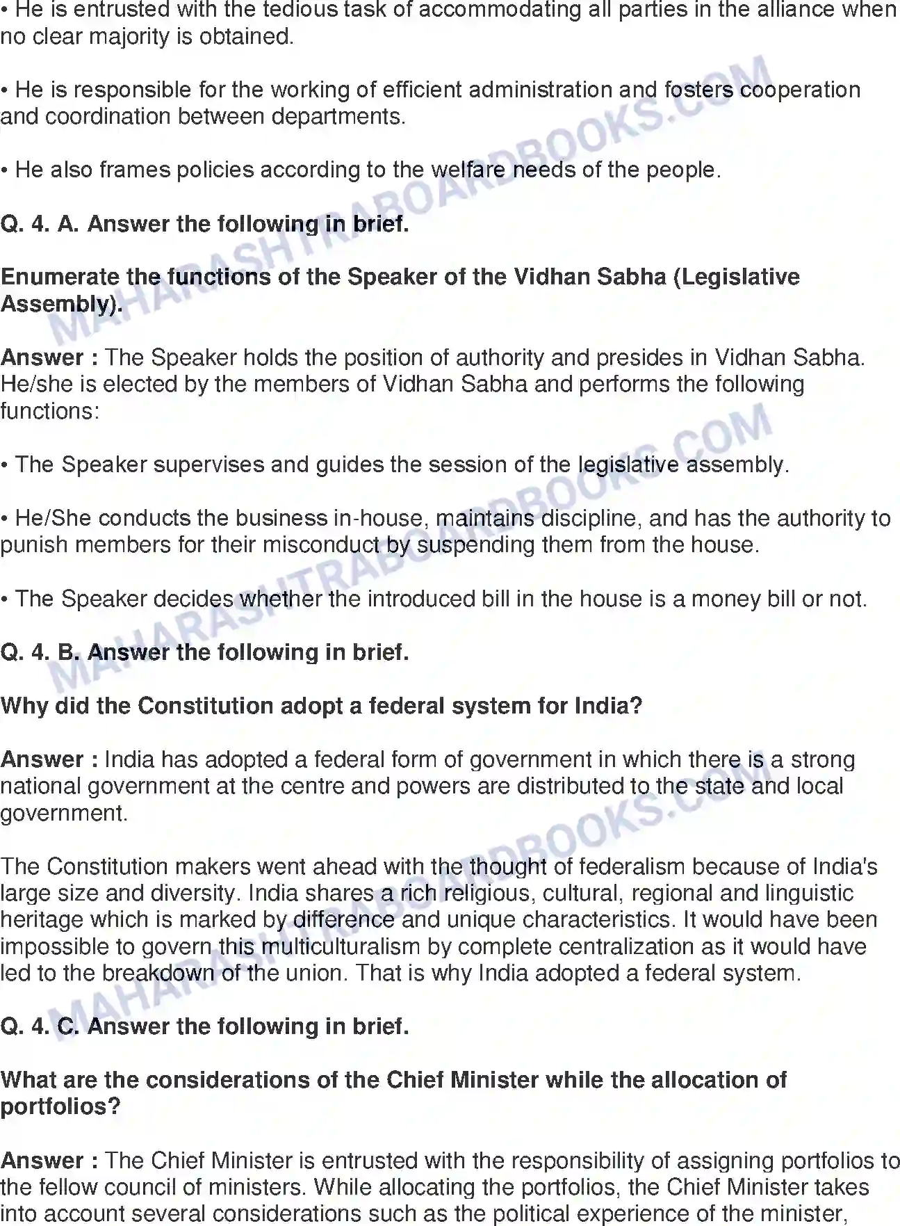 Maharashtra Board Solution Class-8 Civics+-+English+Medium The State Government Image 3