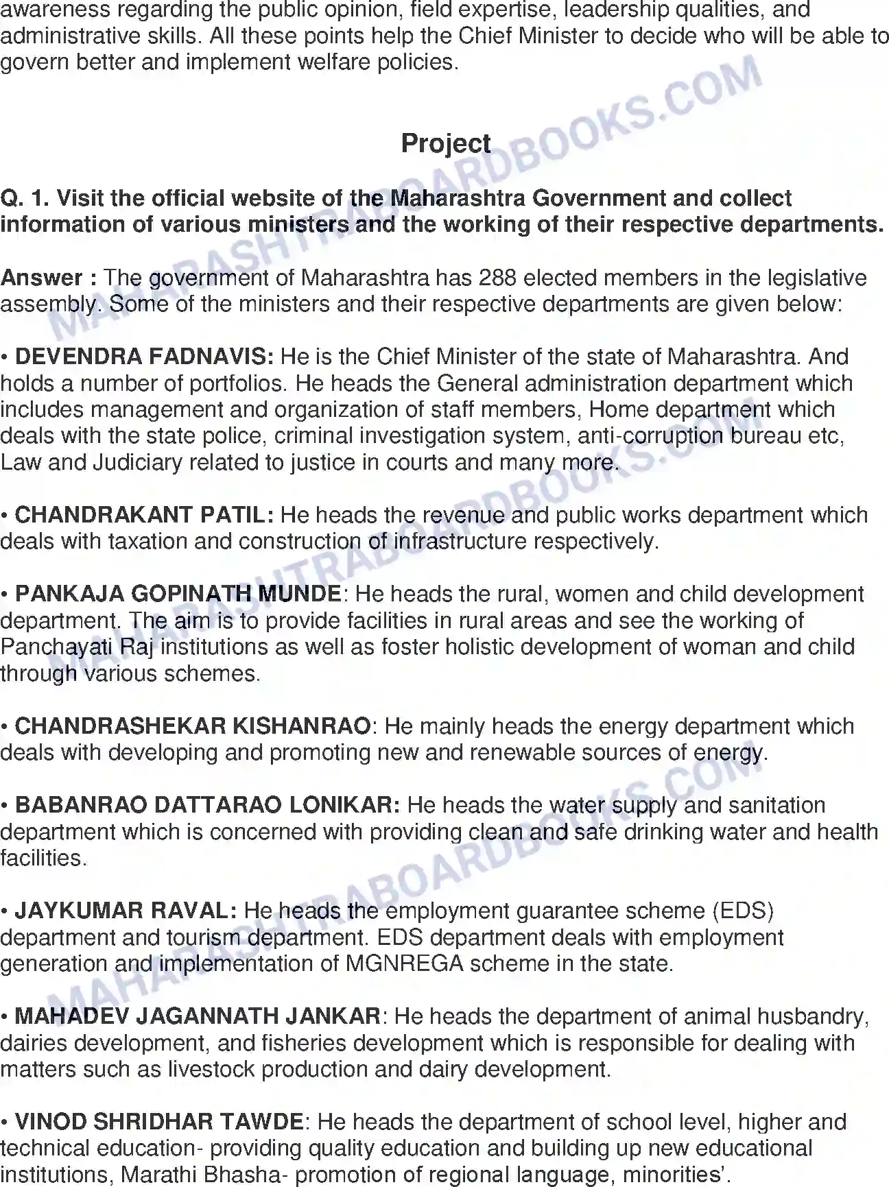Maharashtra Board Solution Class-8 Civics+-+English+Medium The State Government Image 4