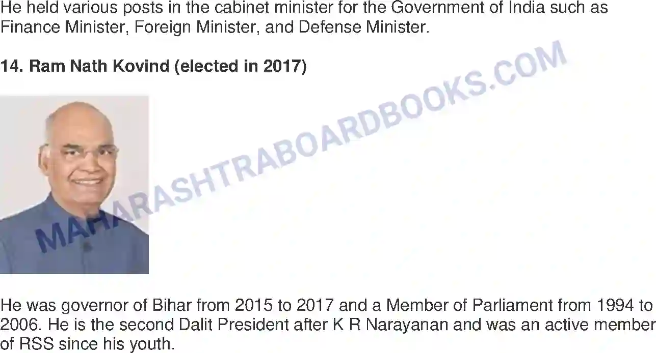 Maharashtra Board Solution Class-8 Civics+-+English+Medium The Union Executive Image 13
