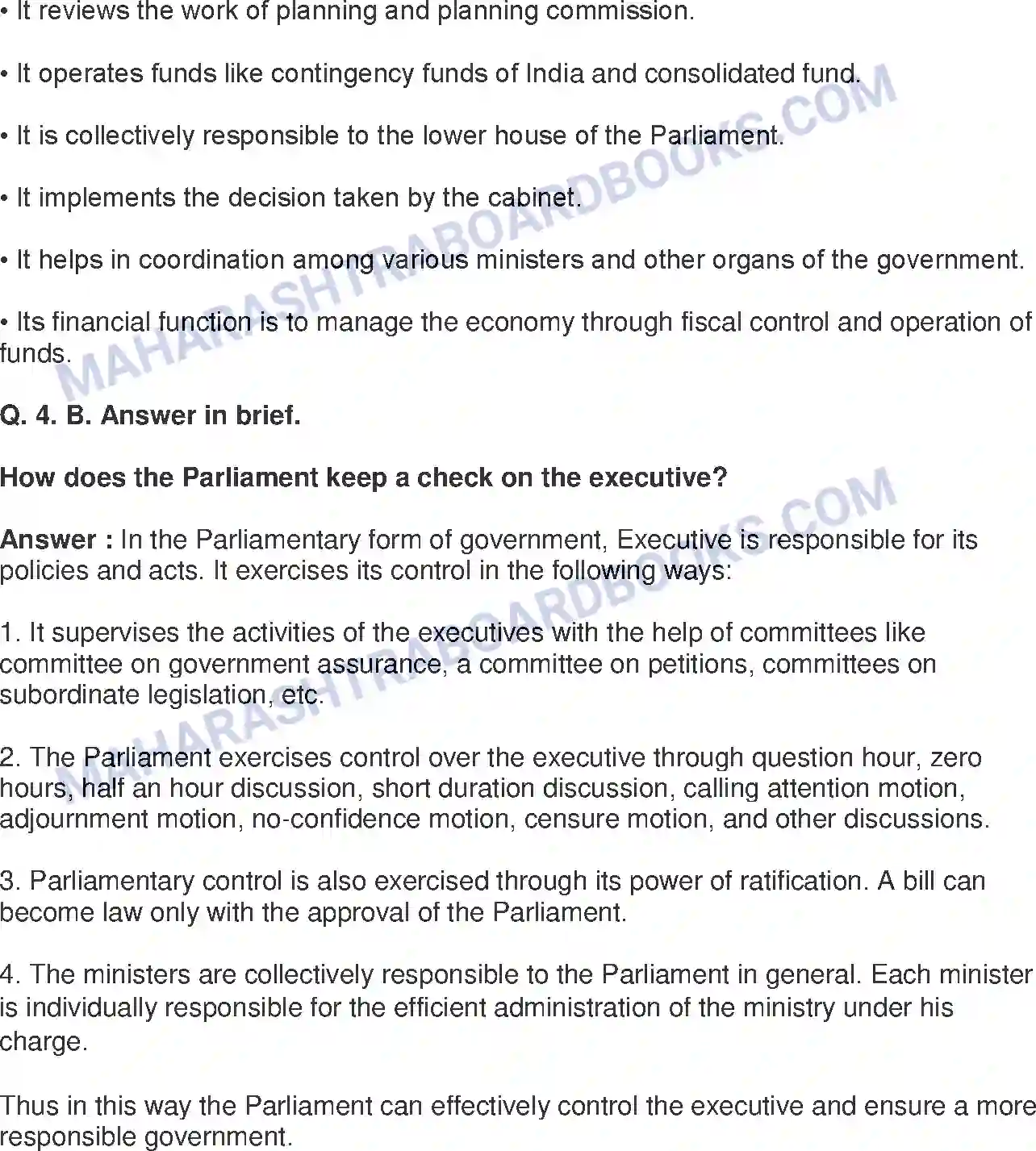 Maharashtra Board Solution Class-8 Civics+-+English+Medium The Union Executive Image 4