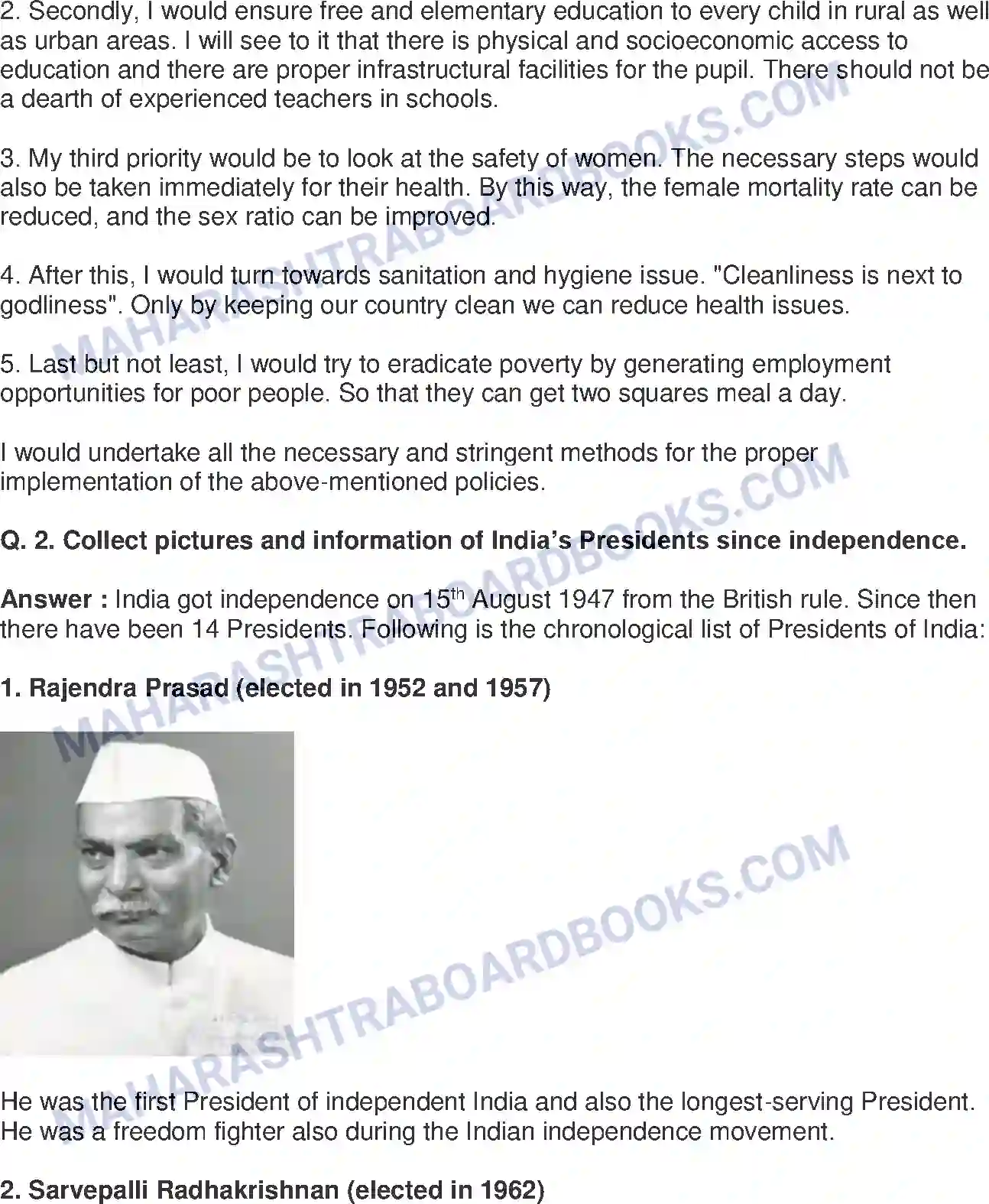 Maharashtra Board Solution Class-8 Civics+-+English+Medium The Union Executive Image 6