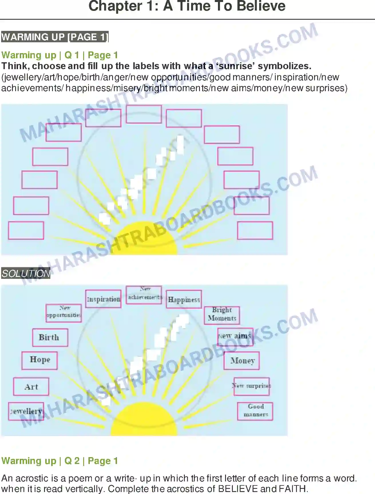 Maharashtra Board Solution Class-8 English A Time To Believe Image 1