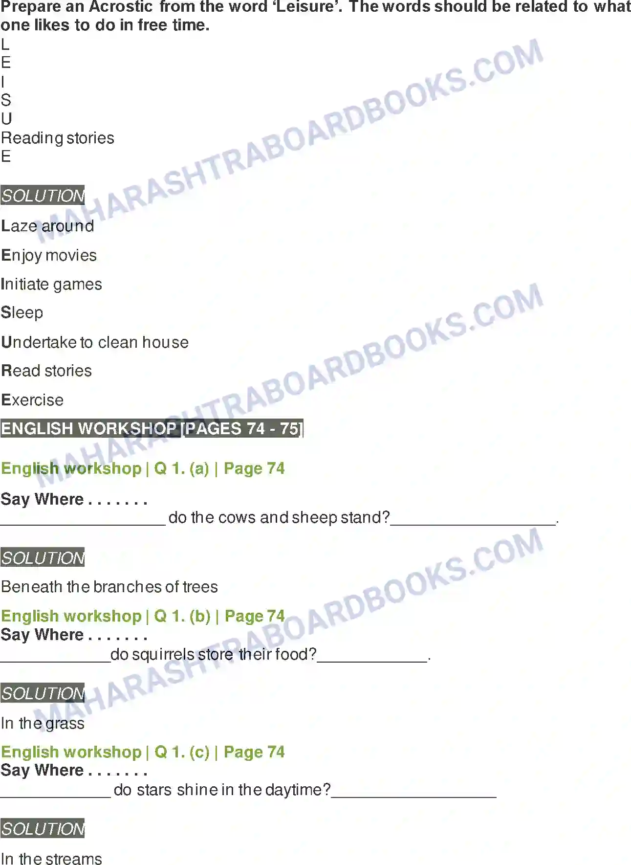 Maharashtra Board Solution Class-8 English Leisure Image 2