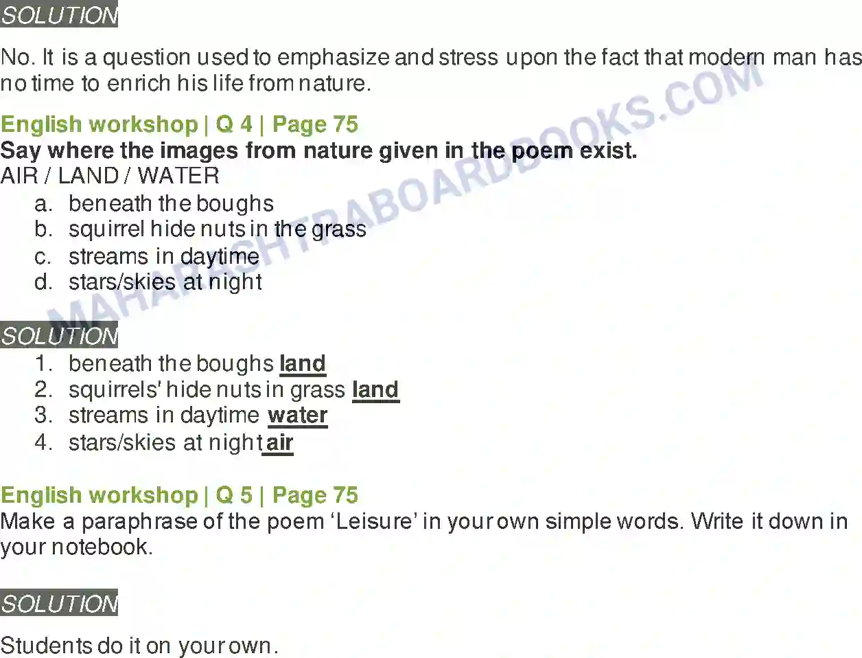 Maharashtra Board Solution Class-8 English Leisure Image 5
