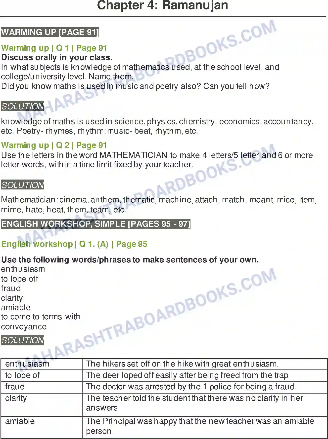 Maharashtra Board Solution Class-8 English Ramanujan Image 1