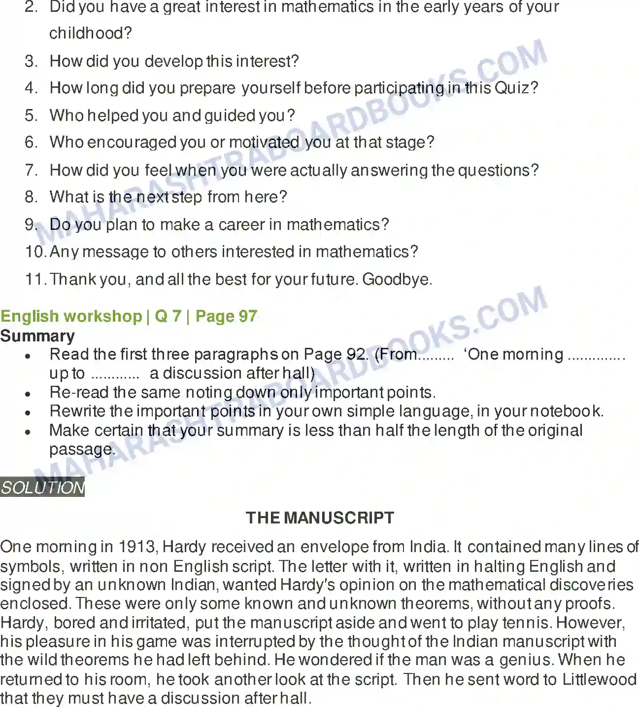 Maharashtra Board Solution Class-8 English Ramanujan Image 7