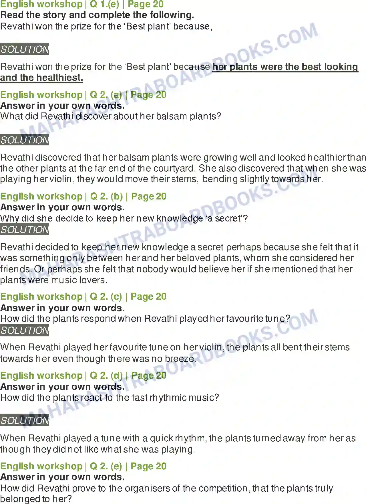 Maharashtra Board Solution Class-8 English Revathi’s Musical Plants Image 2