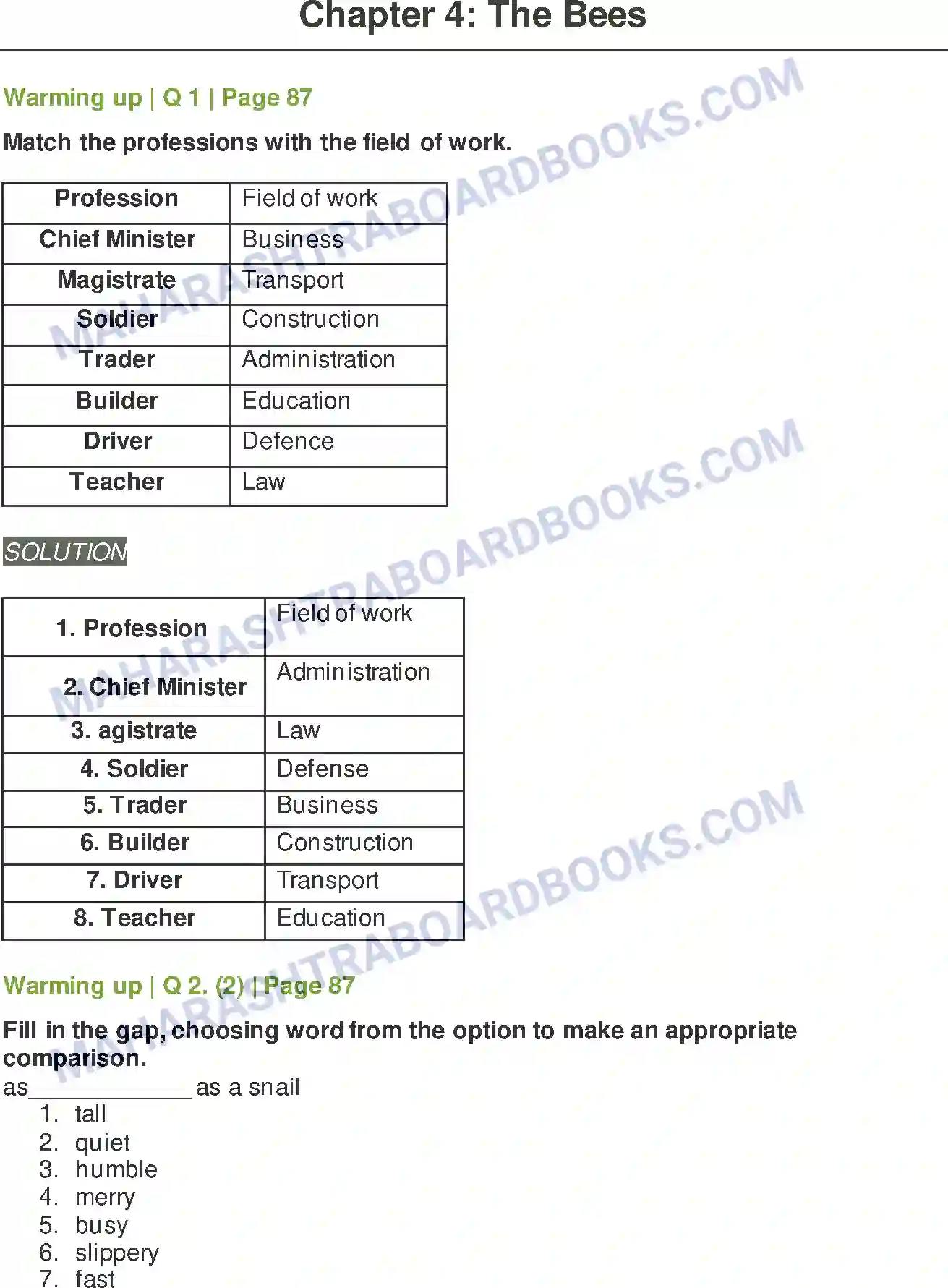 Maharashtra Board Solution Class-8 English The Bees Image 1