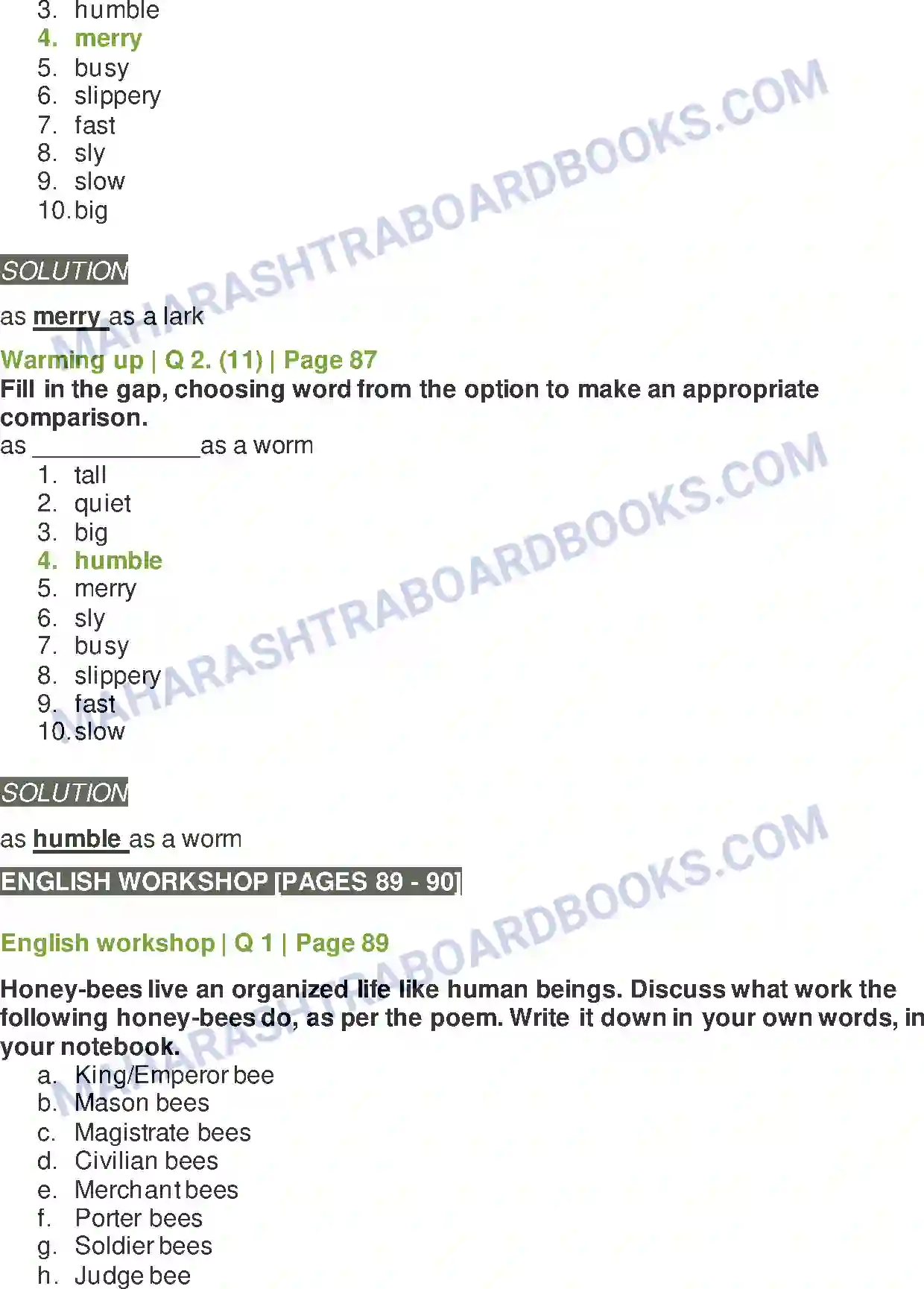 Maharashtra Board Solution Class-8 English The Bees Image 5