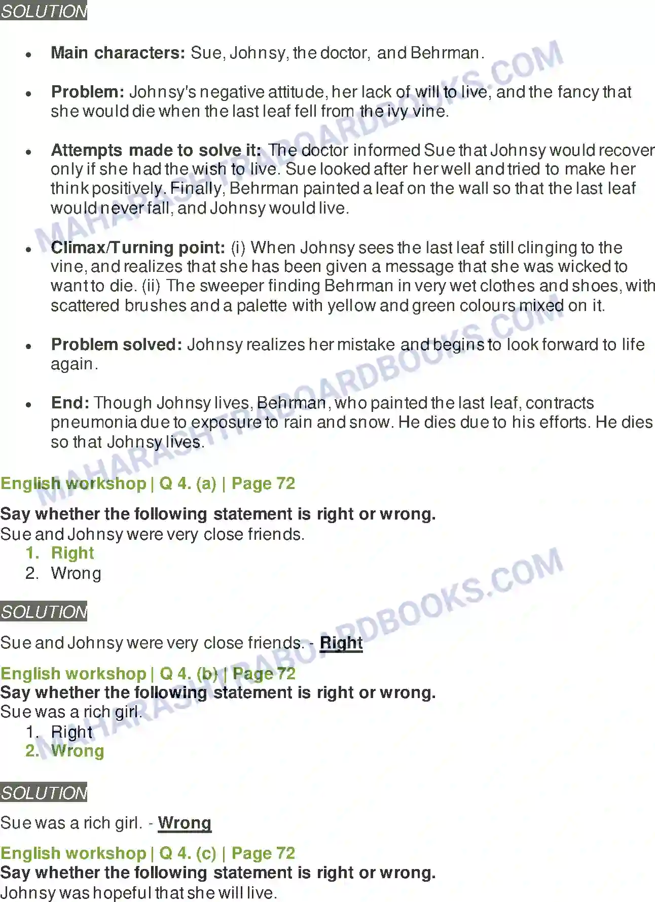 Maharashtra Board Solution Class-8 English The Last Leaf Image 5