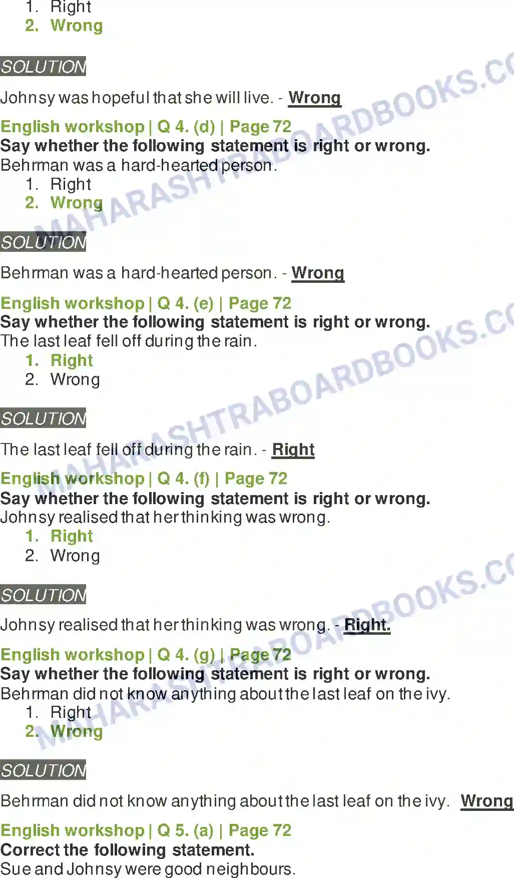 Maharashtra Board Solution Class-8 English The Last Leaf Image 6