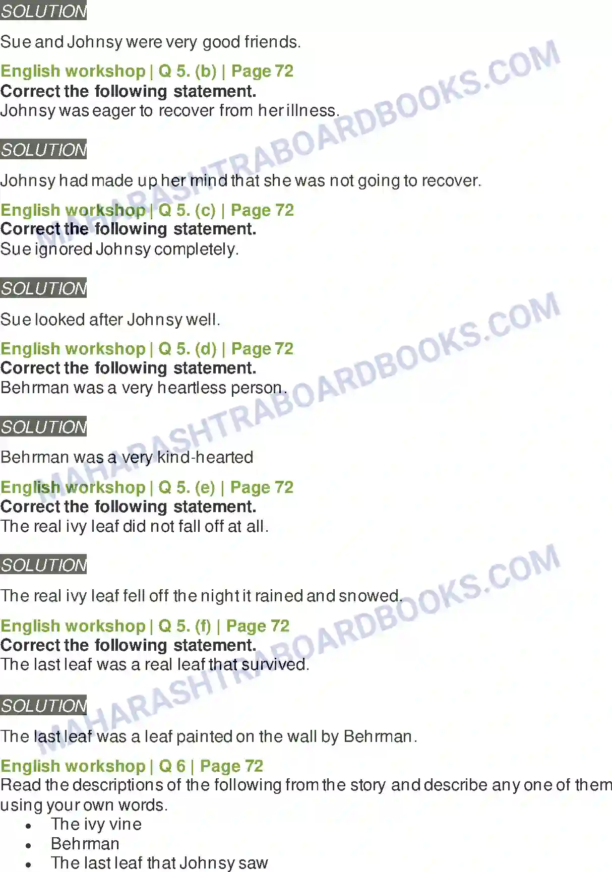 Maharashtra Board Solution Class-8 English The Last Leaf Image 7