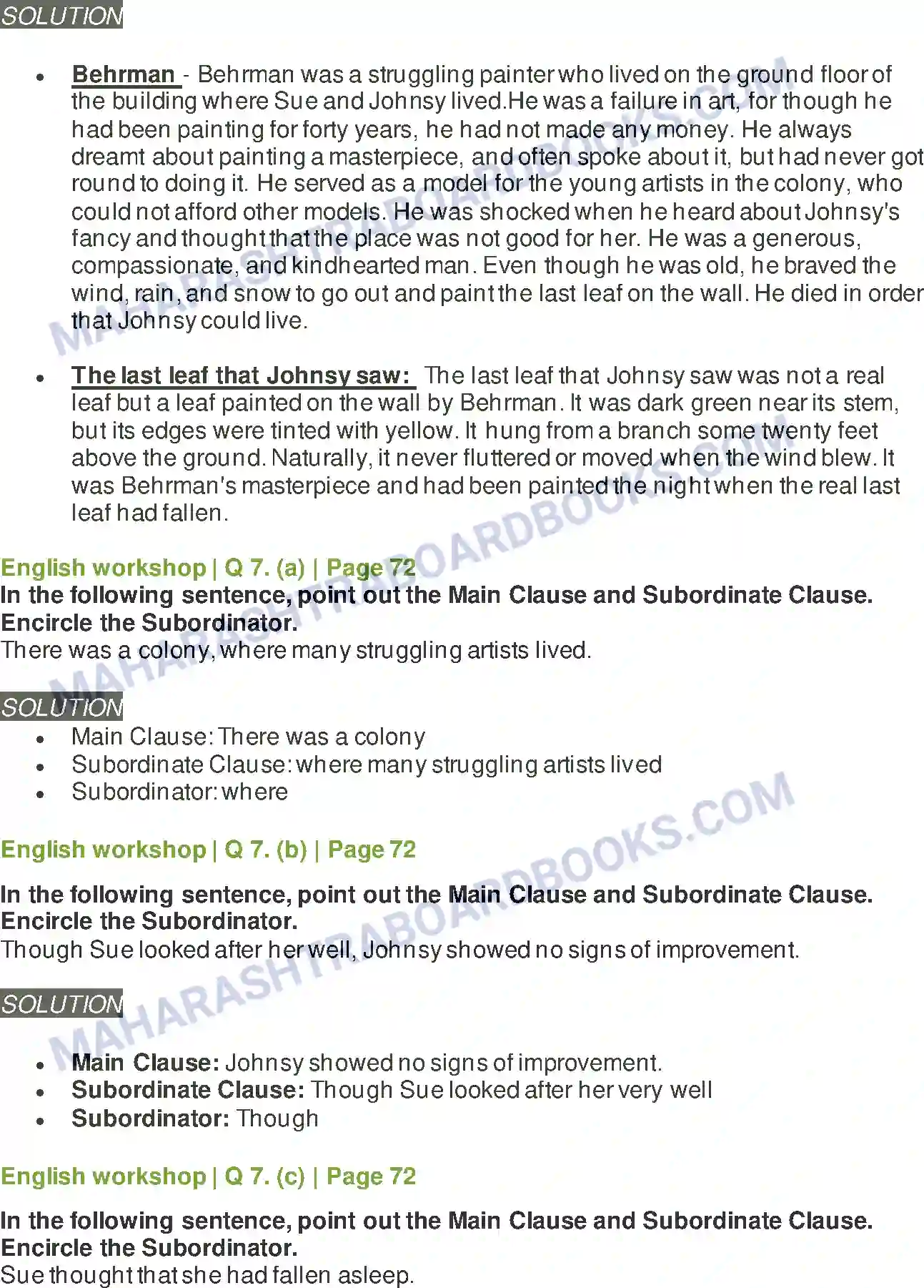 Maharashtra Board Solution Class-8 English The Last Leaf Image 8