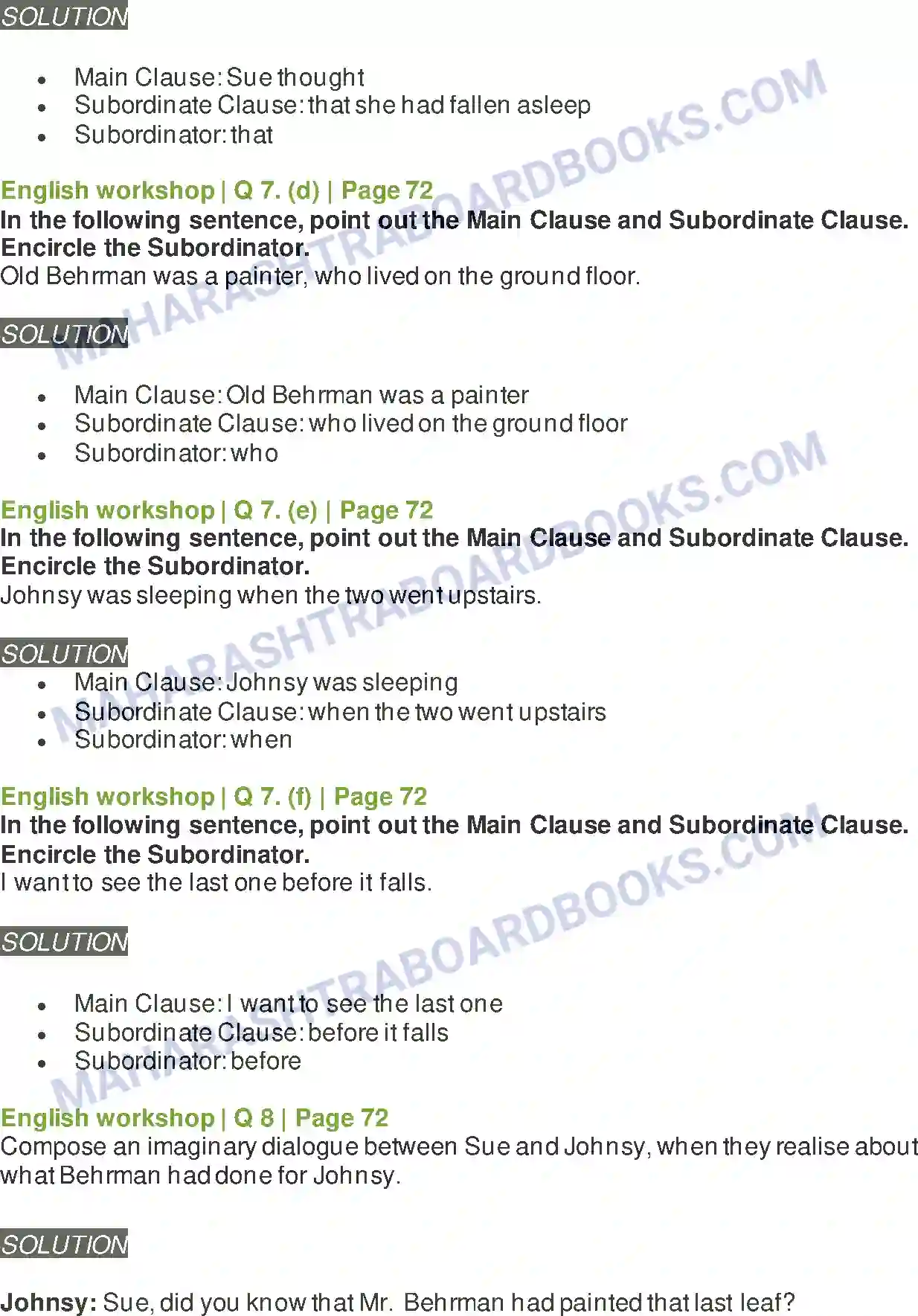 Maharashtra Board Solution Class-8 English The Last Leaf Image 9
