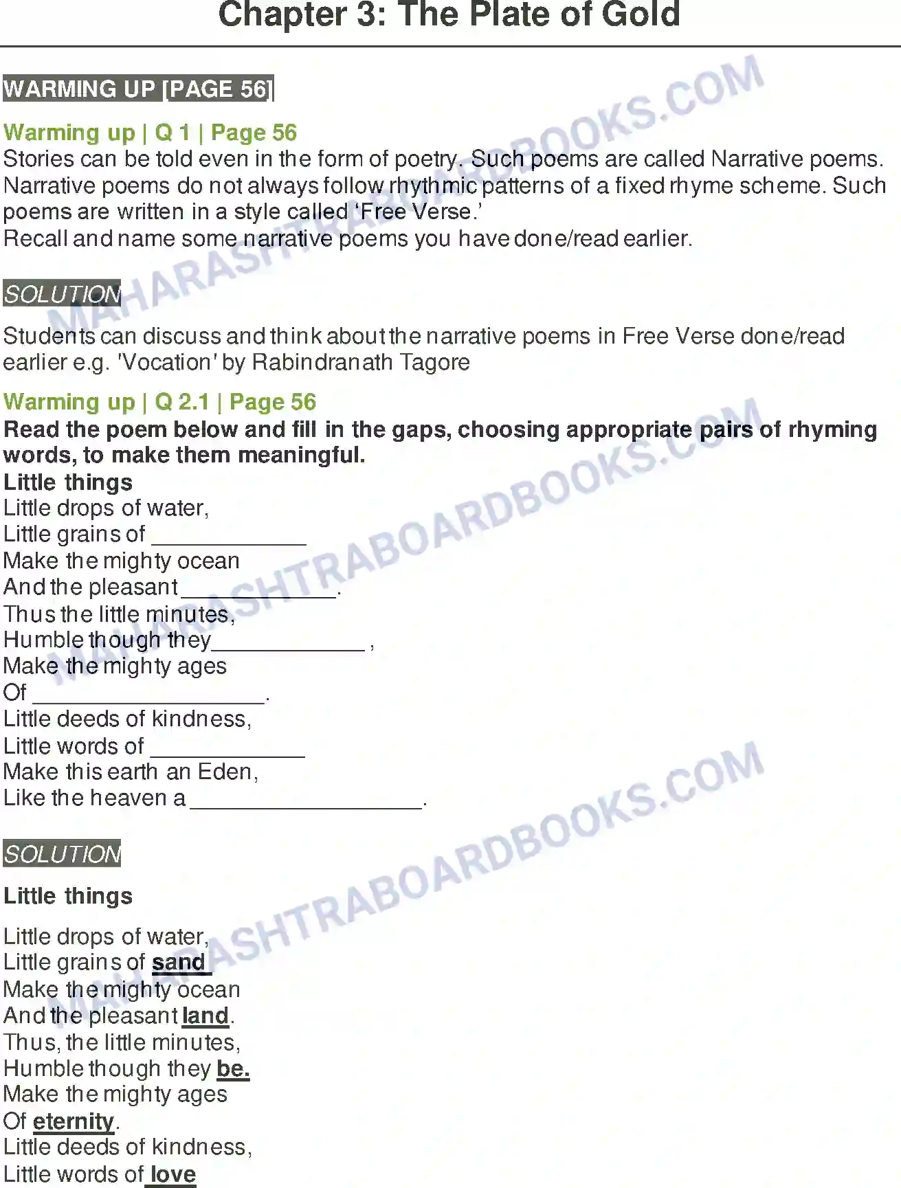 Maharashtra Board Solution Class-8 English The Plate of Gold Image 1