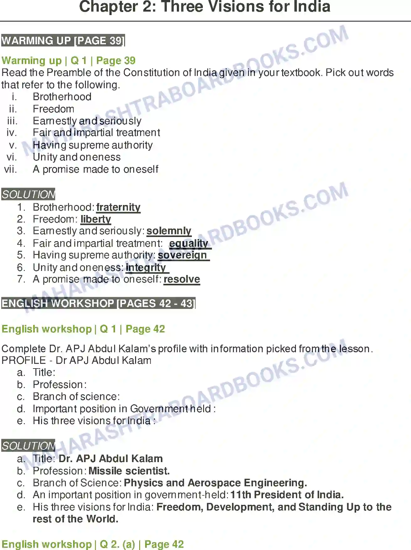 Maharashtra Board Solution Class-8 English Three Visions for India Image 1