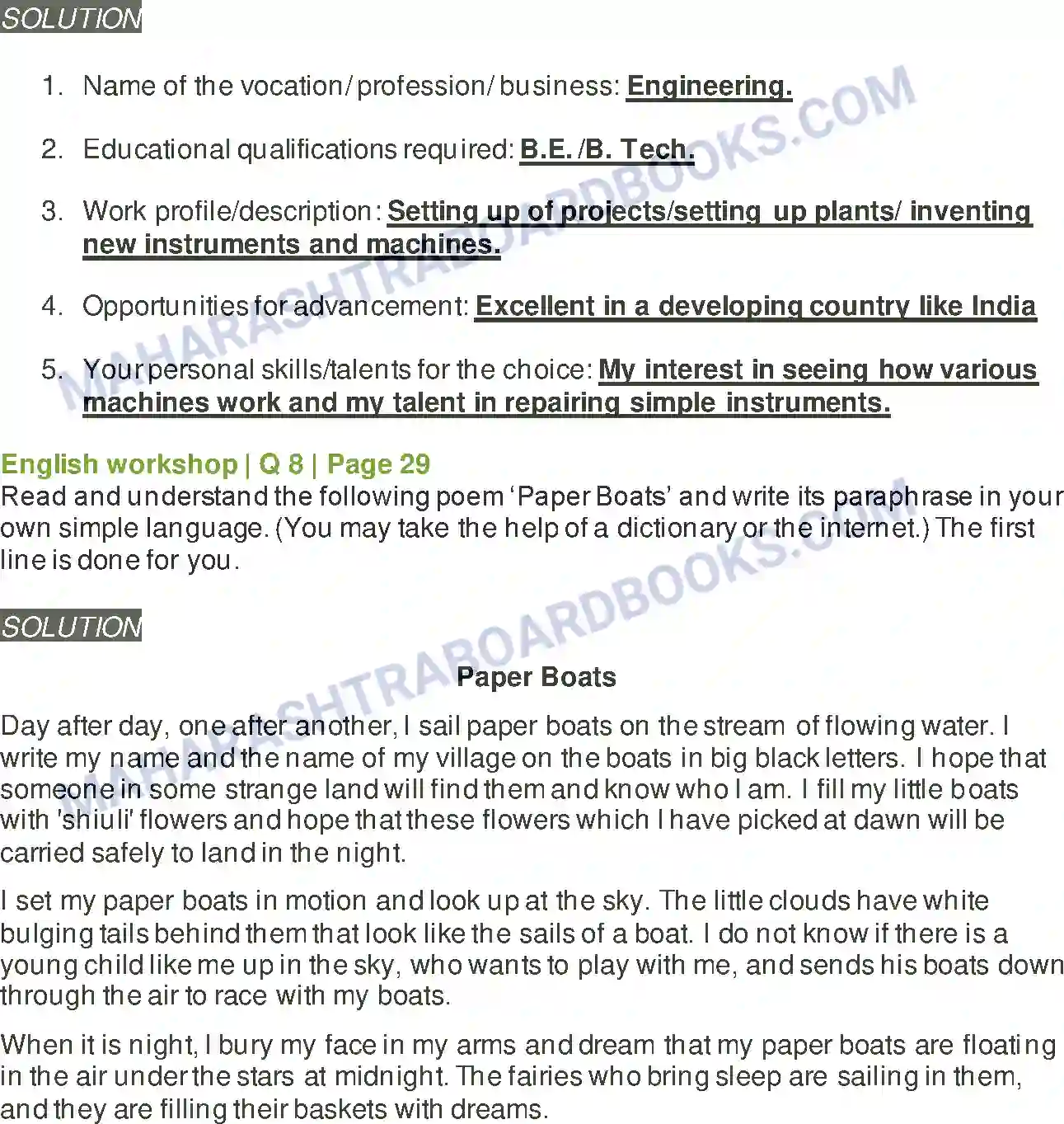 Maharashtra Board Solution Class-8 English Vocation Image 6