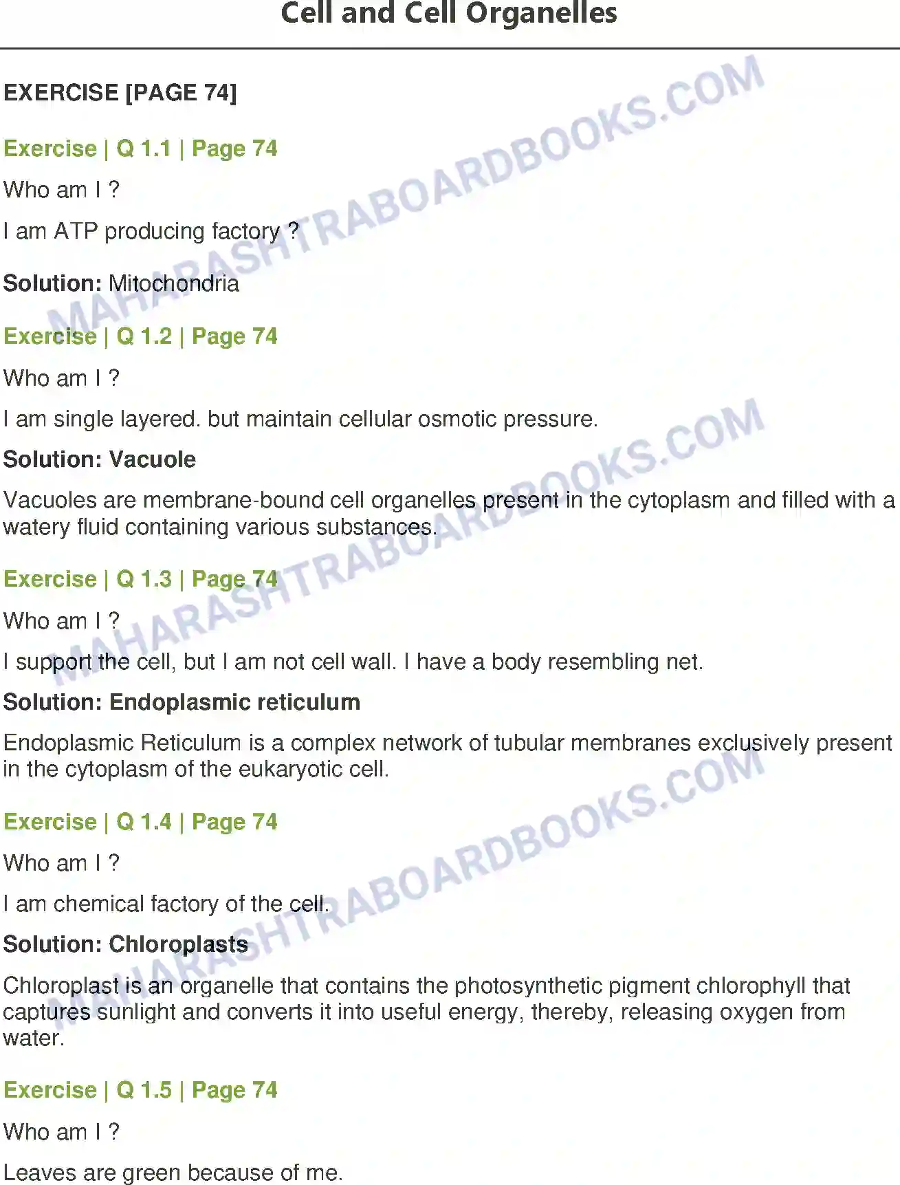 Maharashtra Board Solution Class-8 General+Science Cell and Cell Organelles Image 1