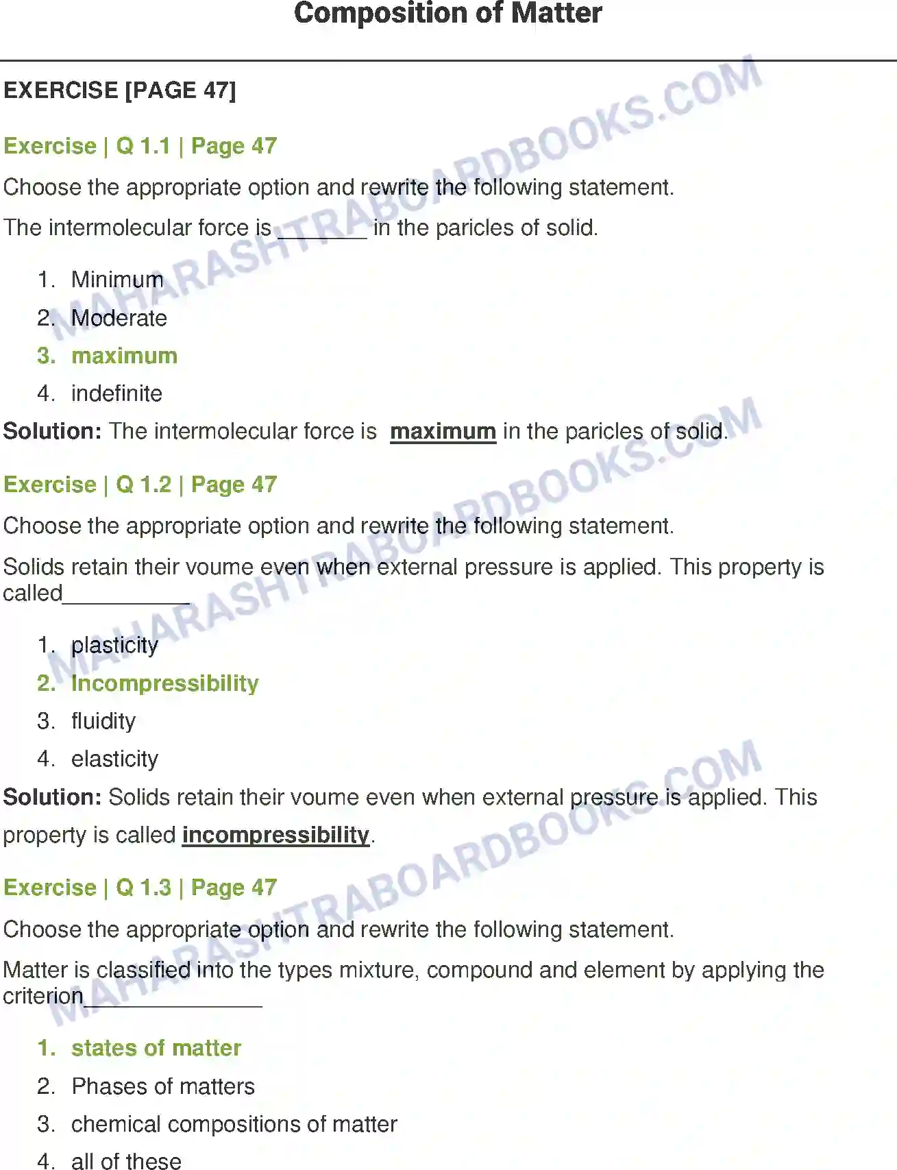 Maharashtra Board Solution Class-8 General+Science Composition of Matter Image 1