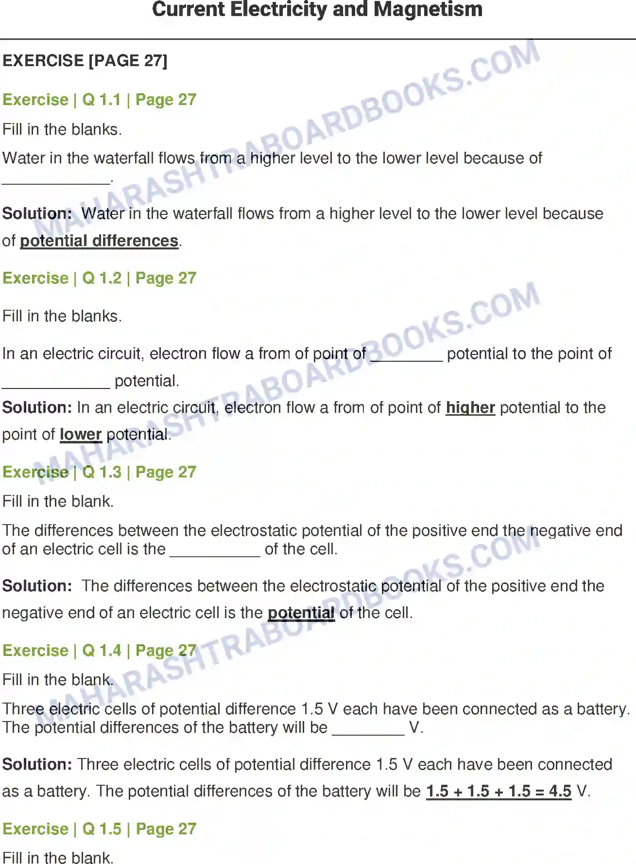 Maharashtra Board Solution Class-8 General+Science Current Electricity and Magnetism Image 1