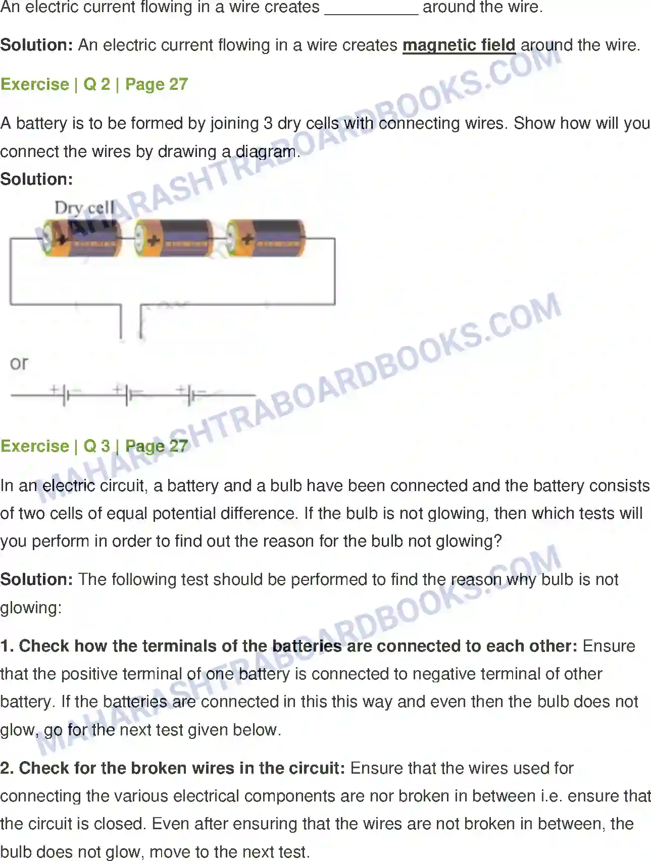 Maharashtra Board Solution Class-8 General+Science Current Electricity and Magnetism Image 2