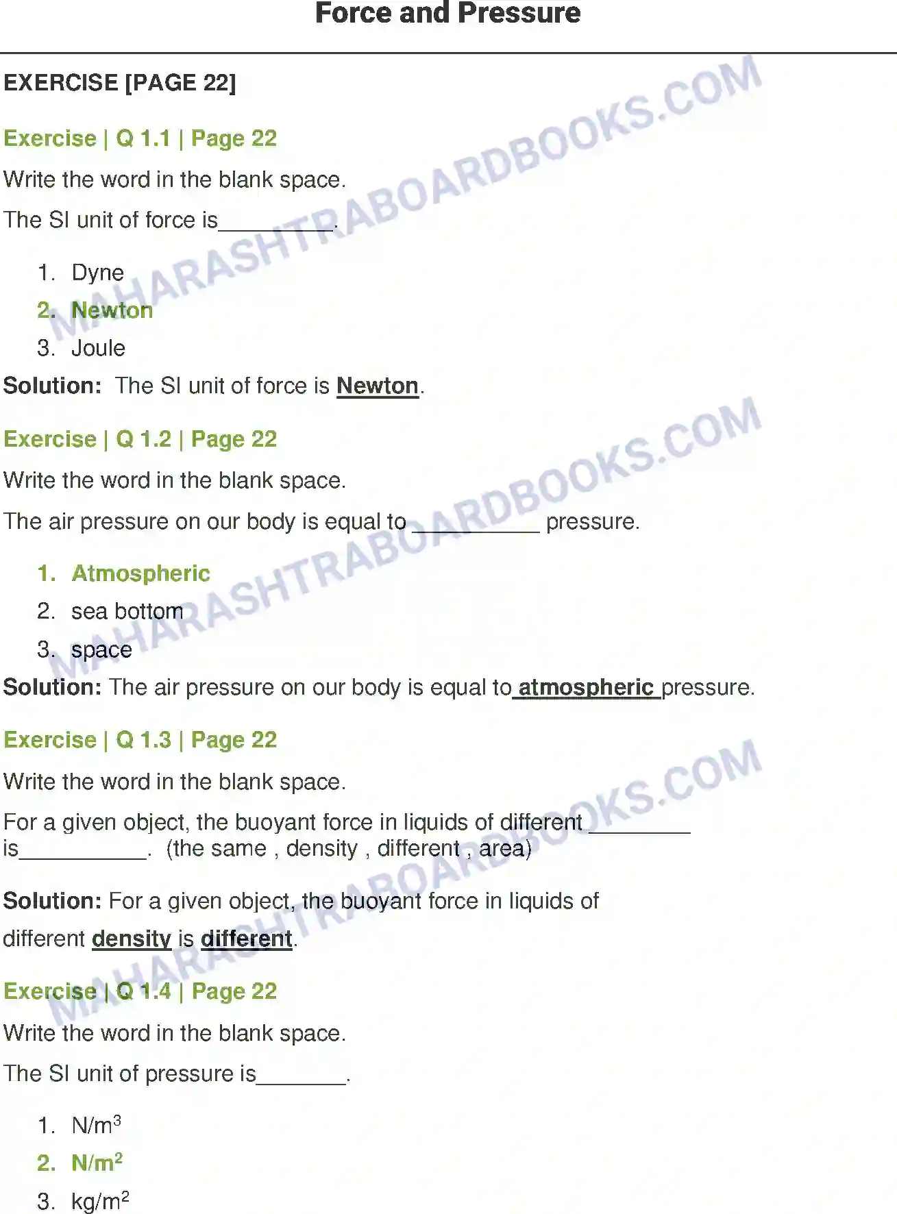 Maharashtra Board Solution Class-8 General+Science Force and Pressure Image 1