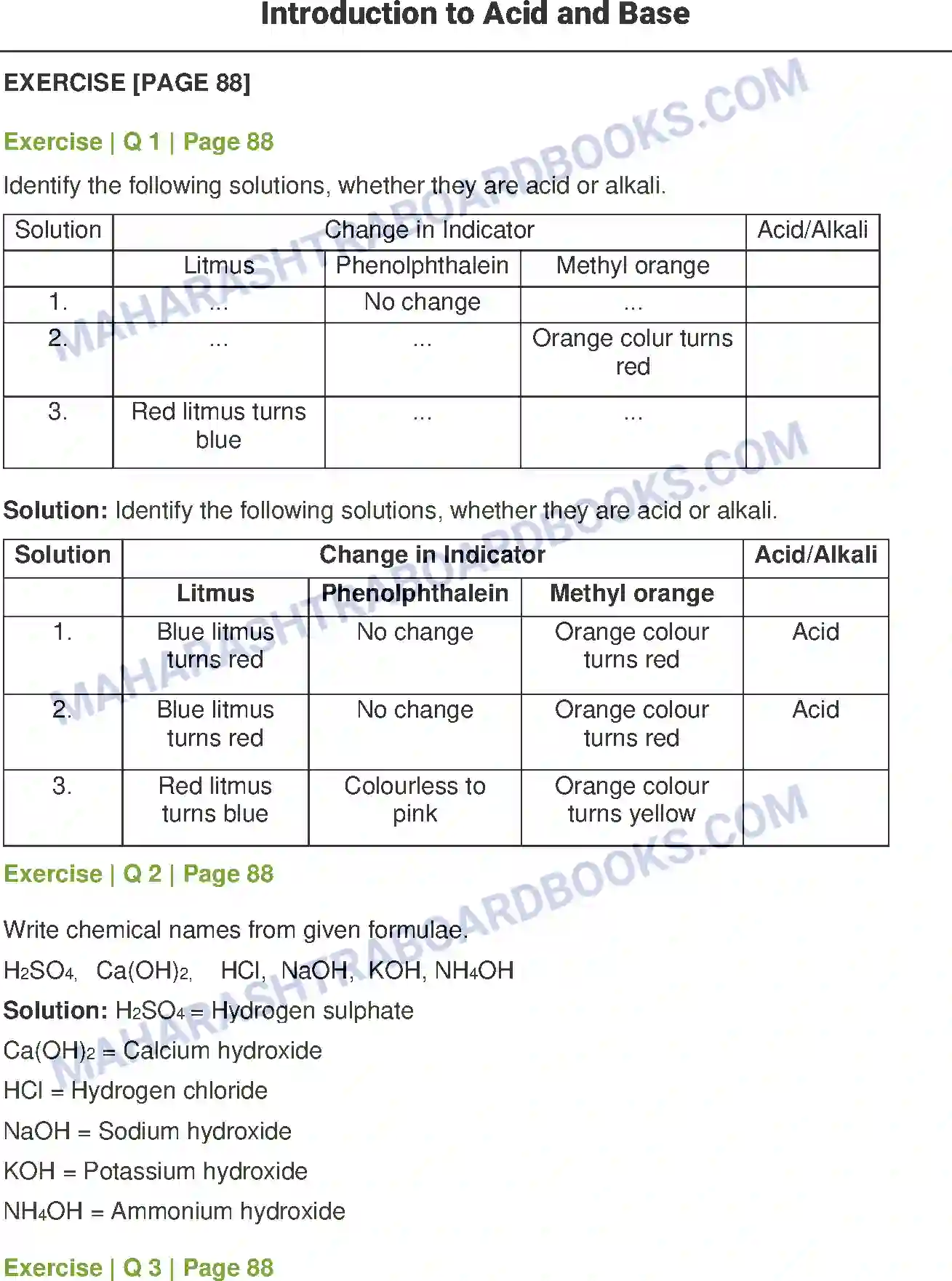 Maharashtra Board Solution Class-8 General+Science Introduction to Acid and Base Image 1