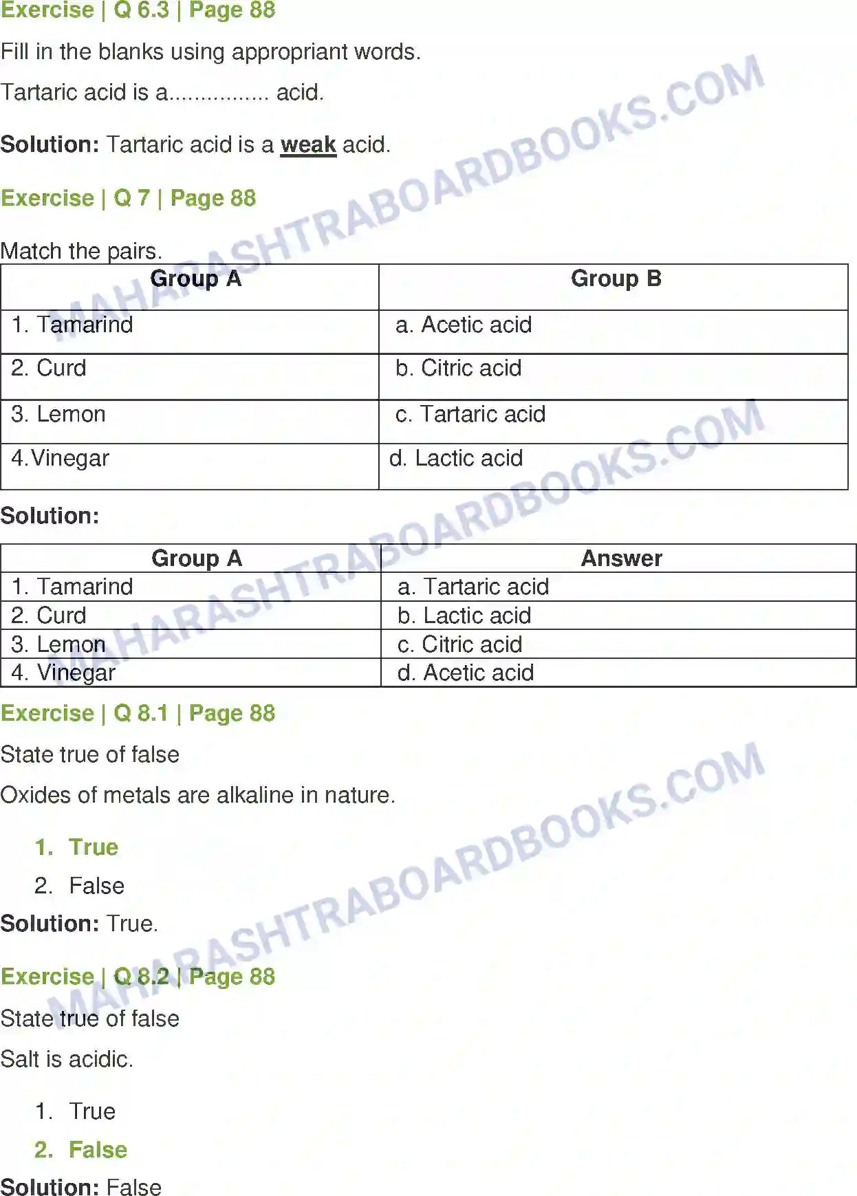 Maharashtra Board Solution Class-8 General+Science Introduction to Acid and Base Image 6