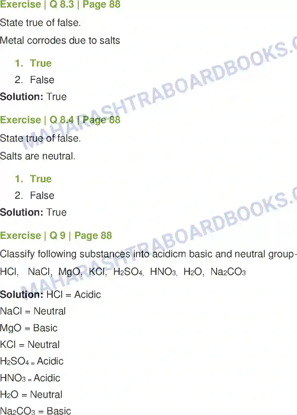 Maharashtra Board Solution Class-8 General+Science Introduction to Acid and Base Image 7