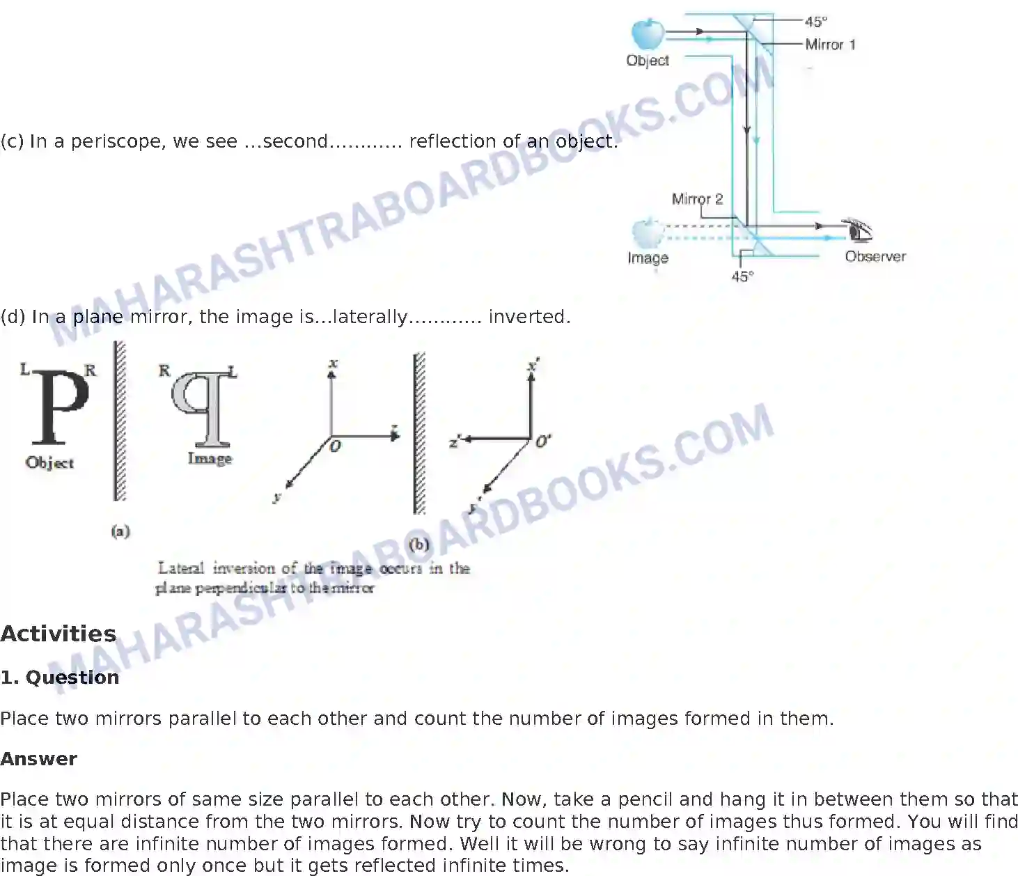 Maharashtra Board Solution Class-8 General+Science Reflection of Light Image 4