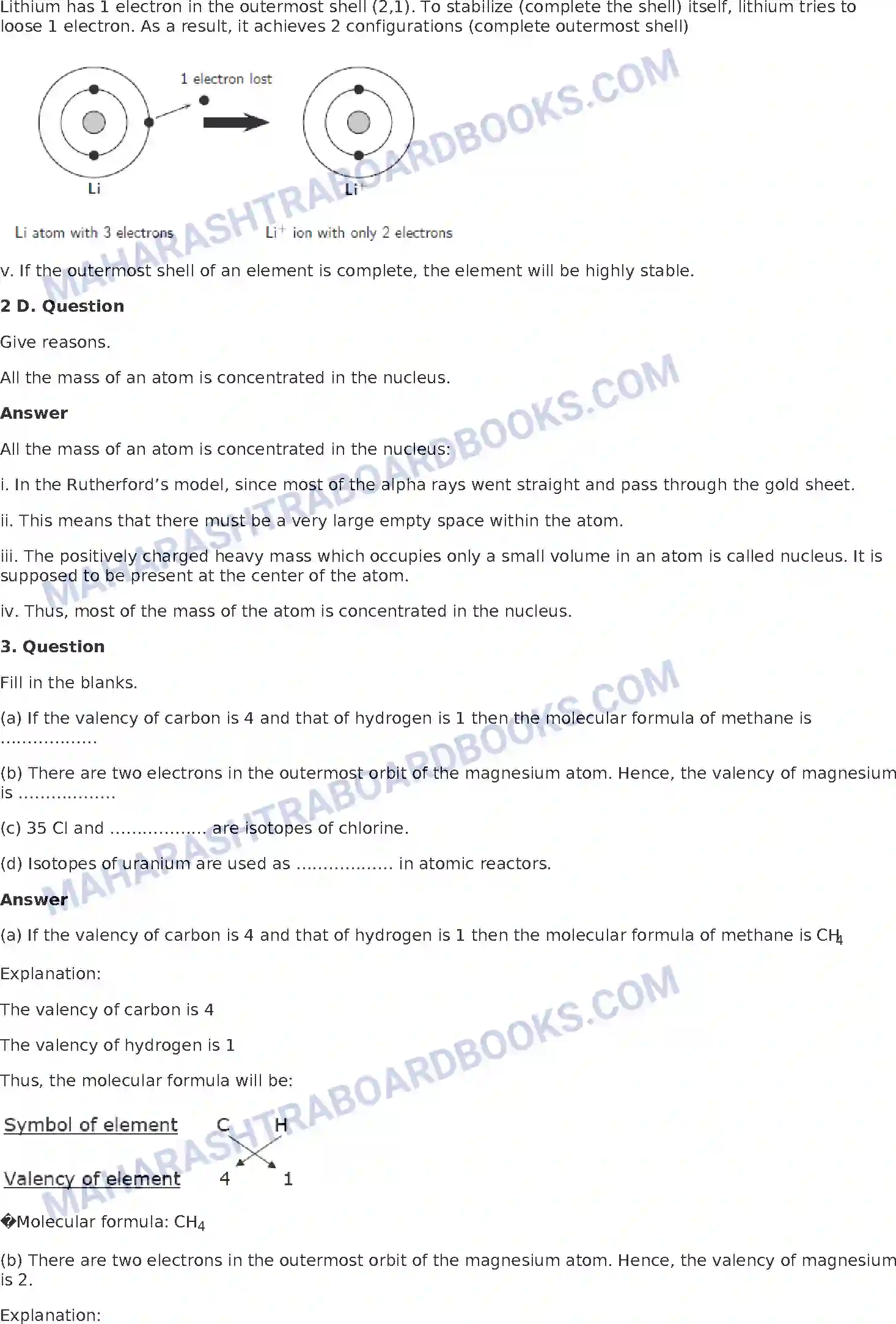 Maharashtra Board Solution Class-8 General+Science The Structure of an Atom Image 5