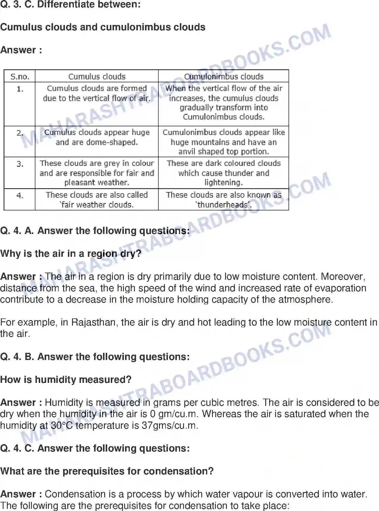 Maharashtra Board Solution Class-8 Geography+-+English+Medium Humidity and Clouds Image 4