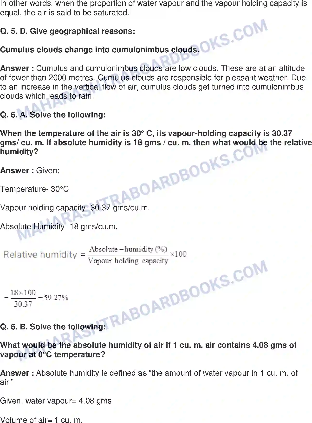 Maharashtra Board Solution Class-8 Geography+-+English+Medium Humidity and Clouds Image 7